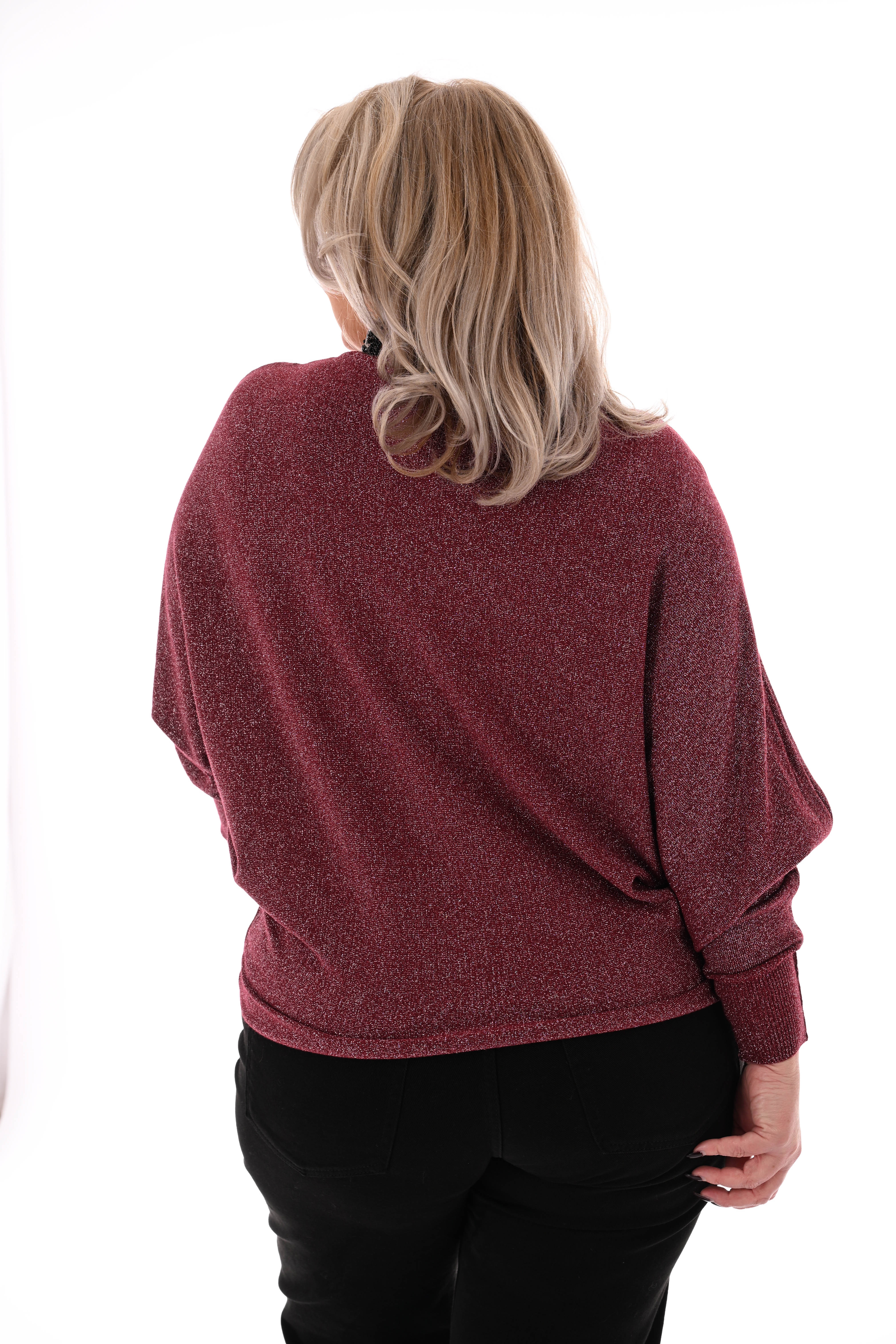 Vleermuis trui glitter bordeaux