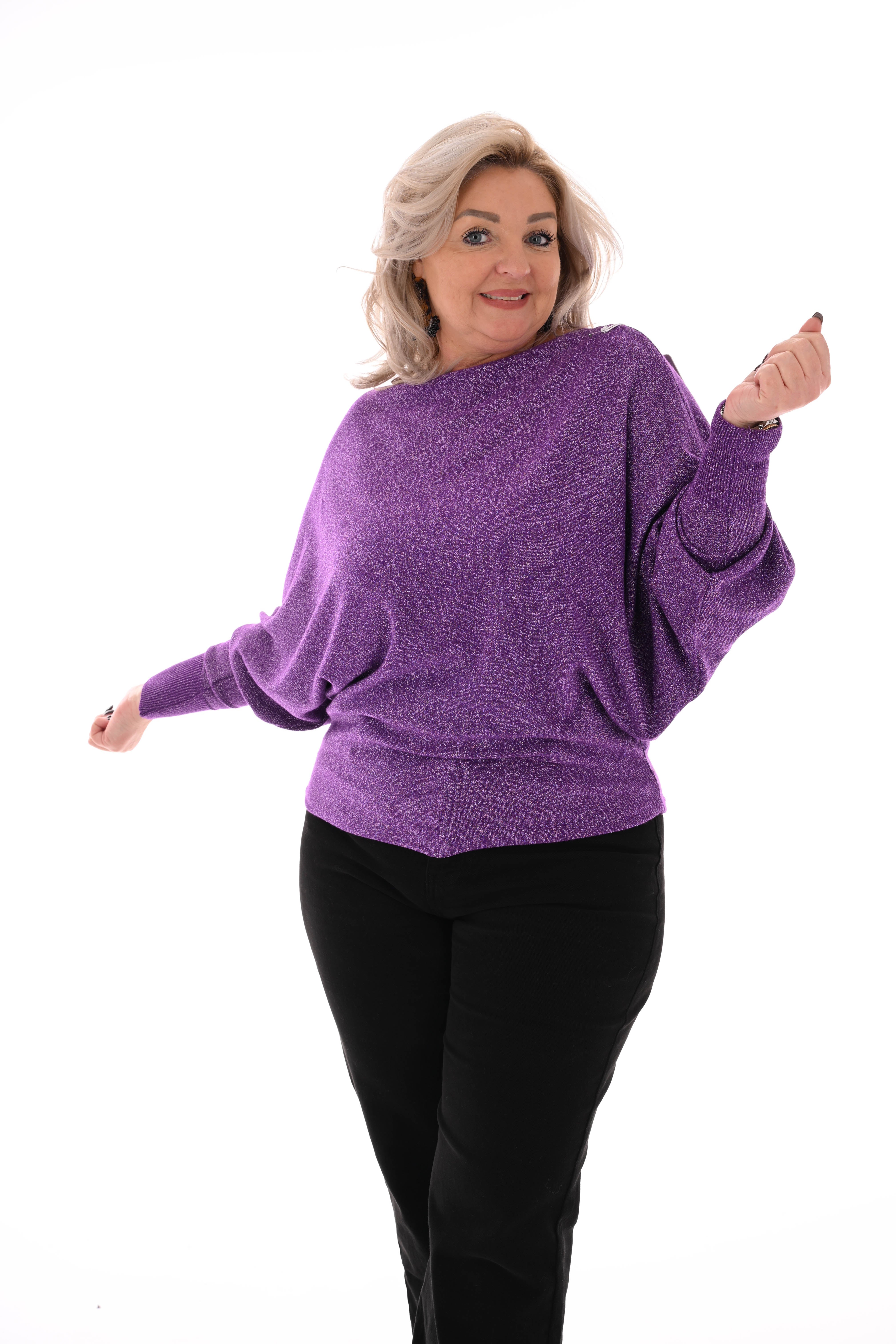 Vleermuis trui glitter paars