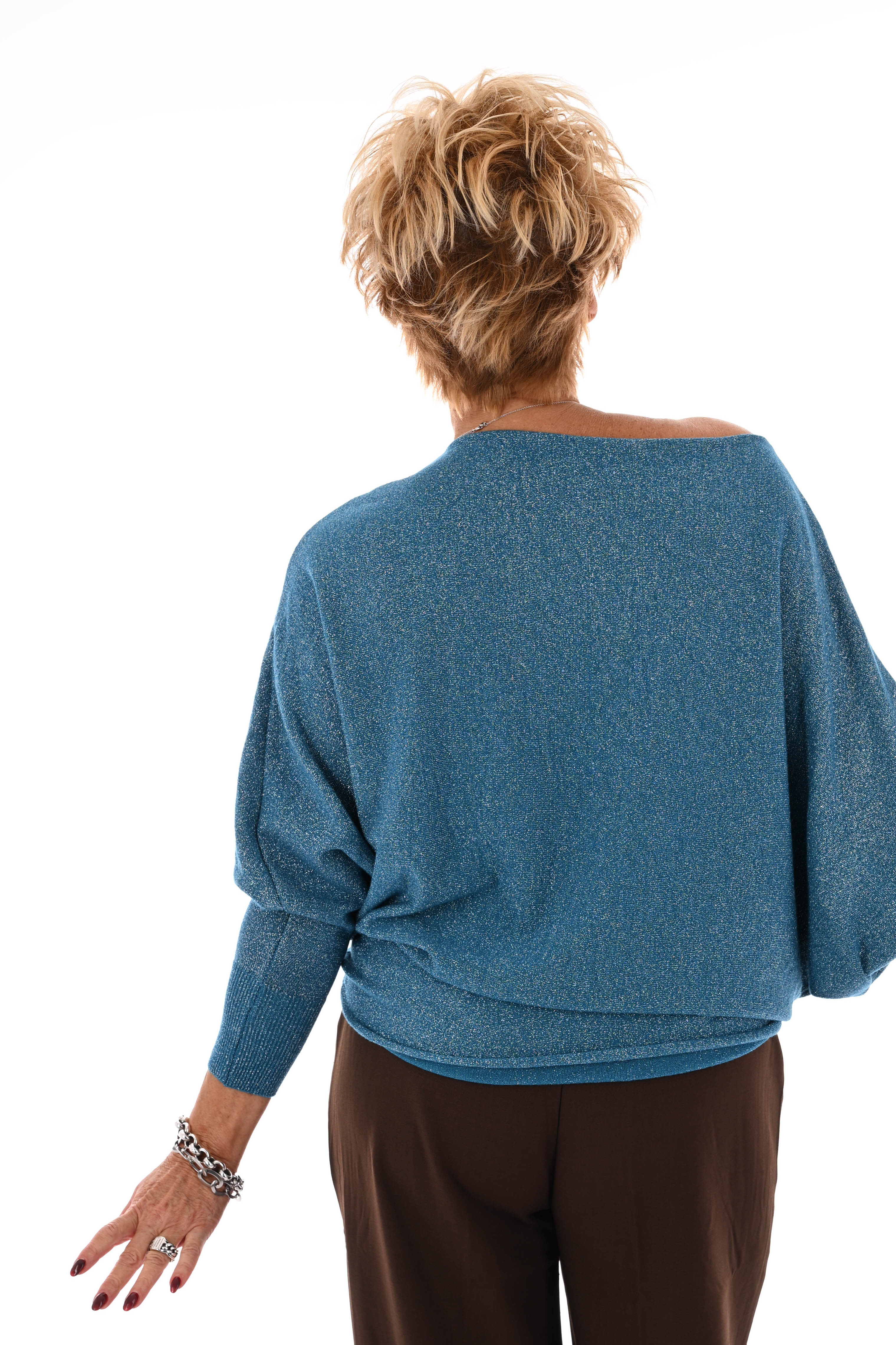 Vleermuis trui glitter blauw