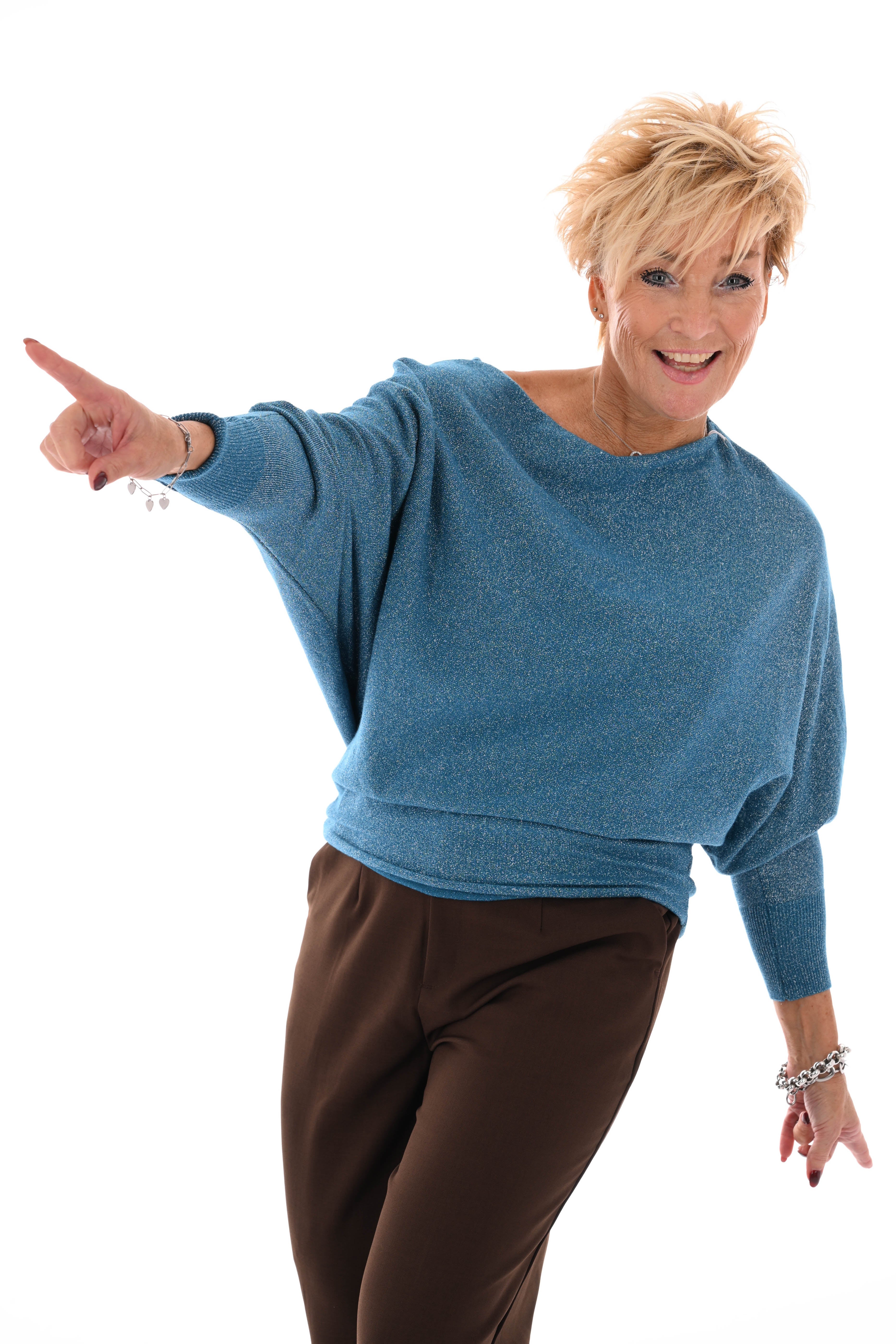 Vleermuis trui glitter blauw