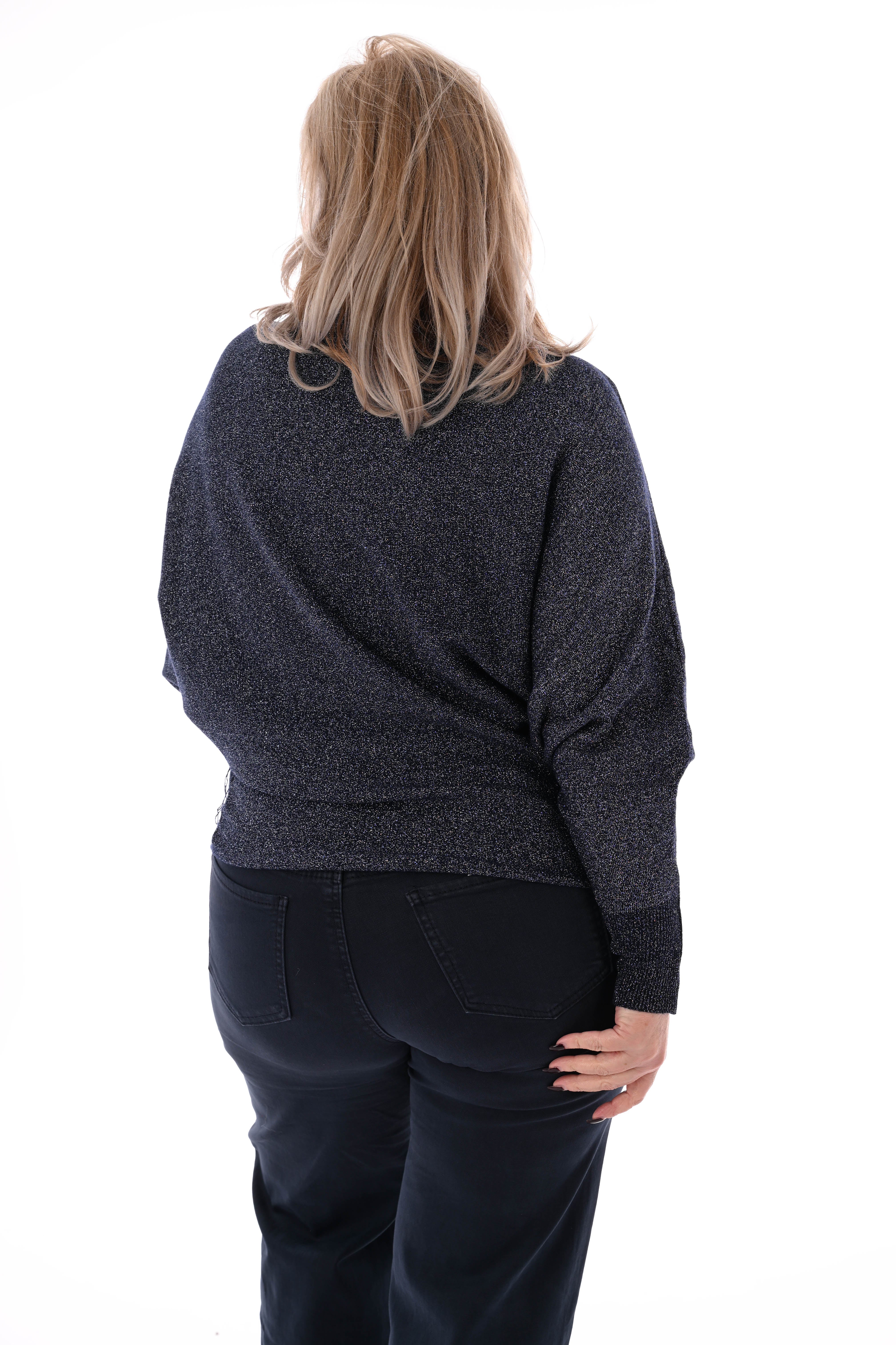 Vleermuis trui glitter marineblauw