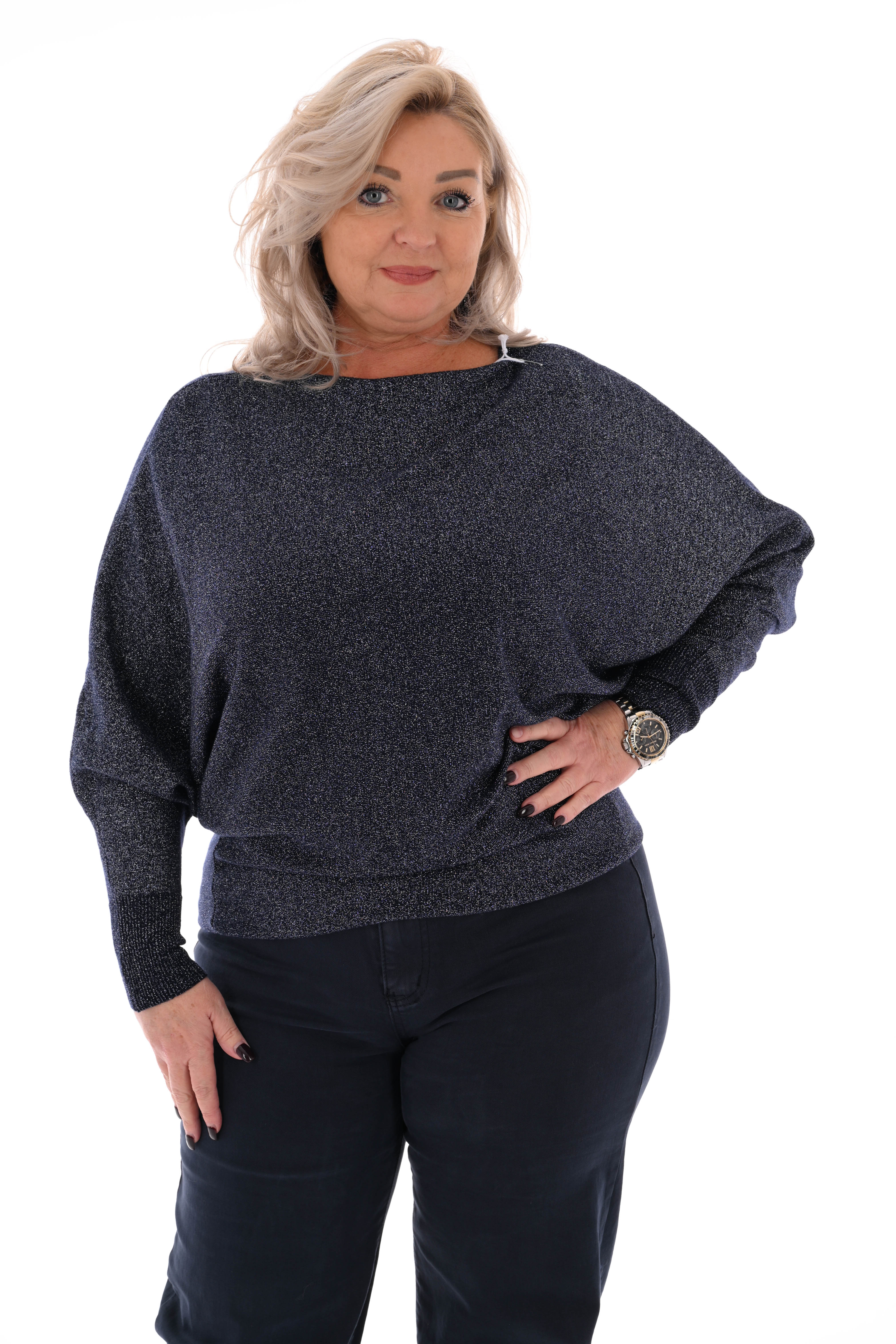 Vleermuis trui glitter marineblauw