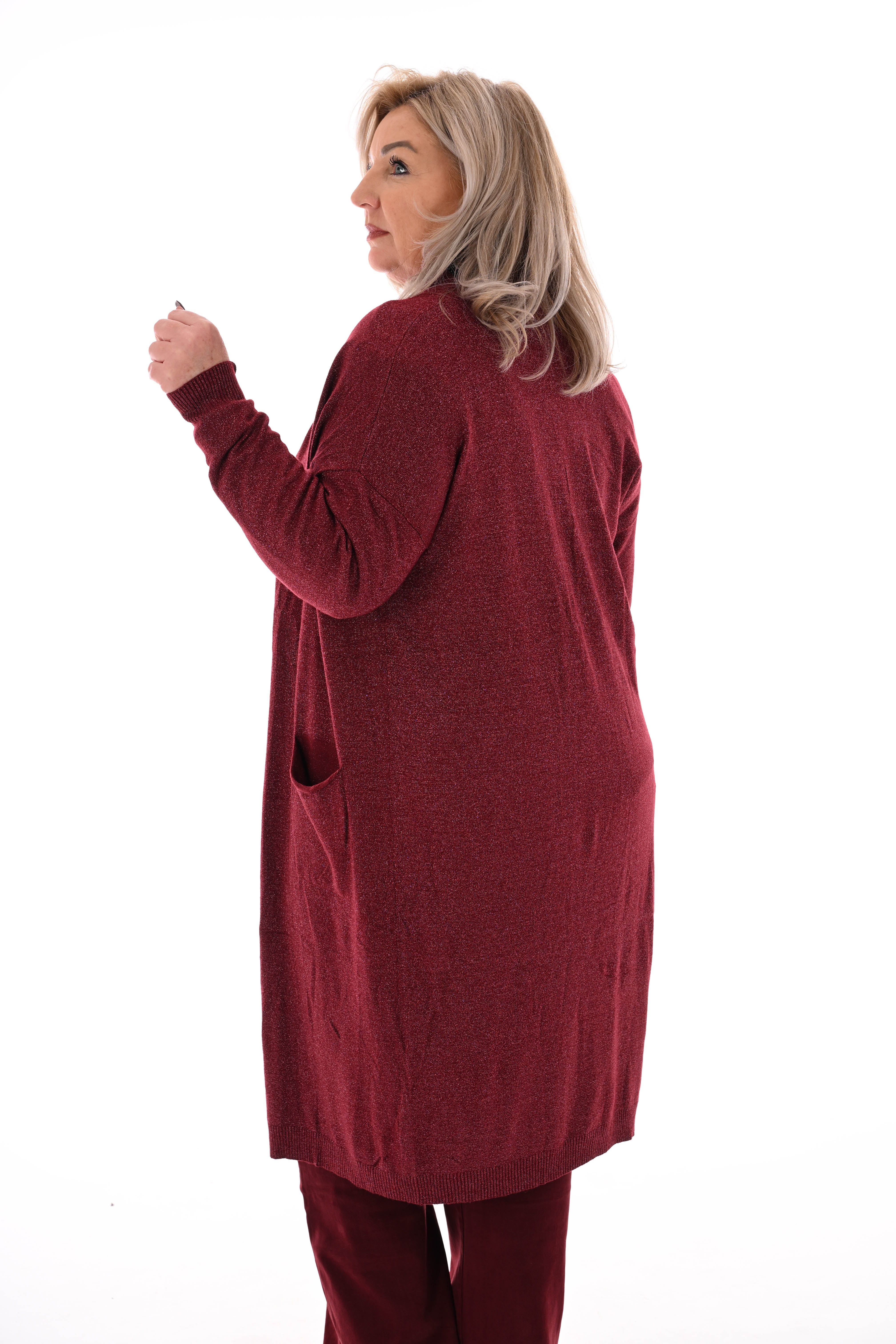 Half lang vest glitter bordeaux