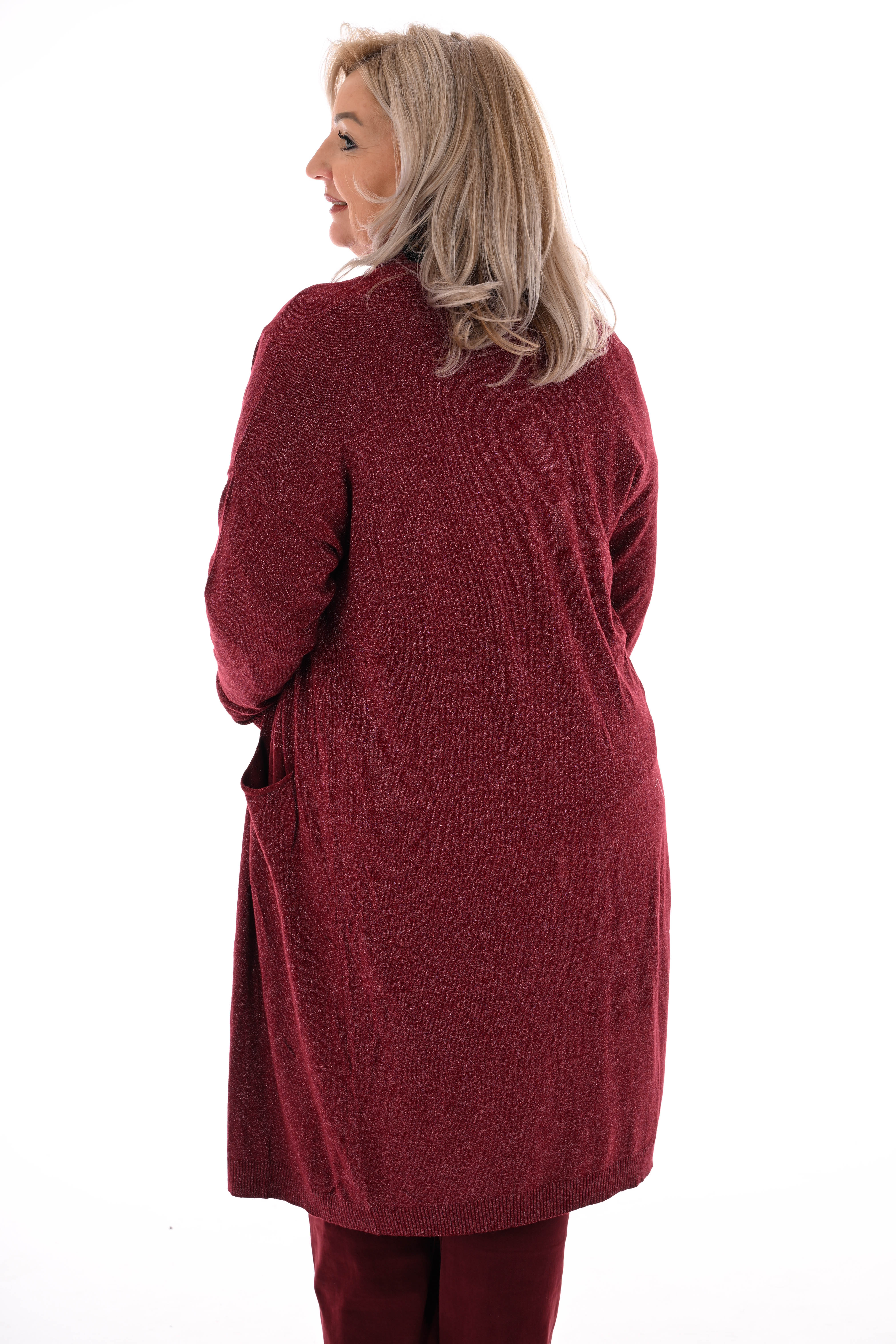 Half lang vest glitter bordeaux