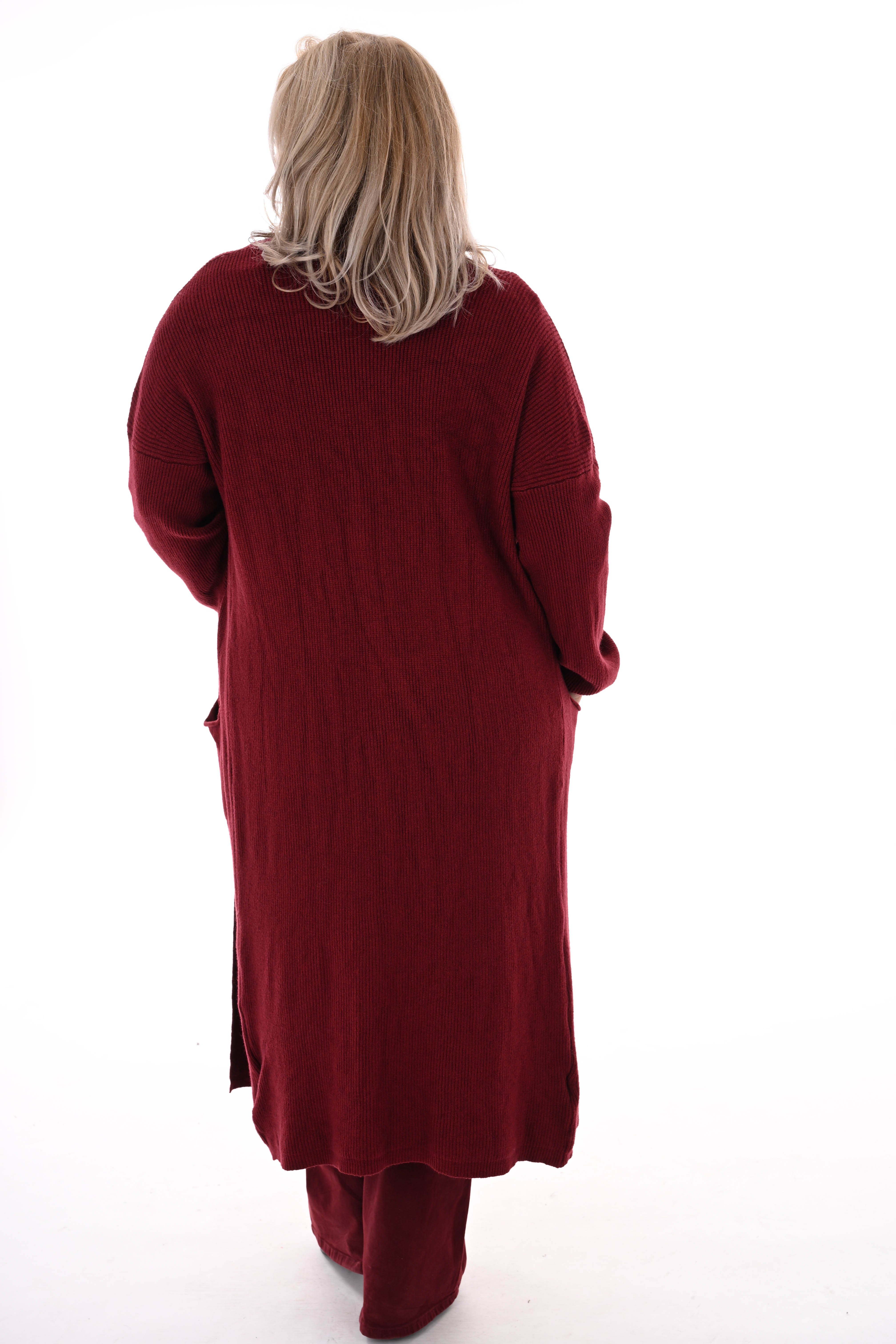 Gebreid vest pofmouwen bordeaux