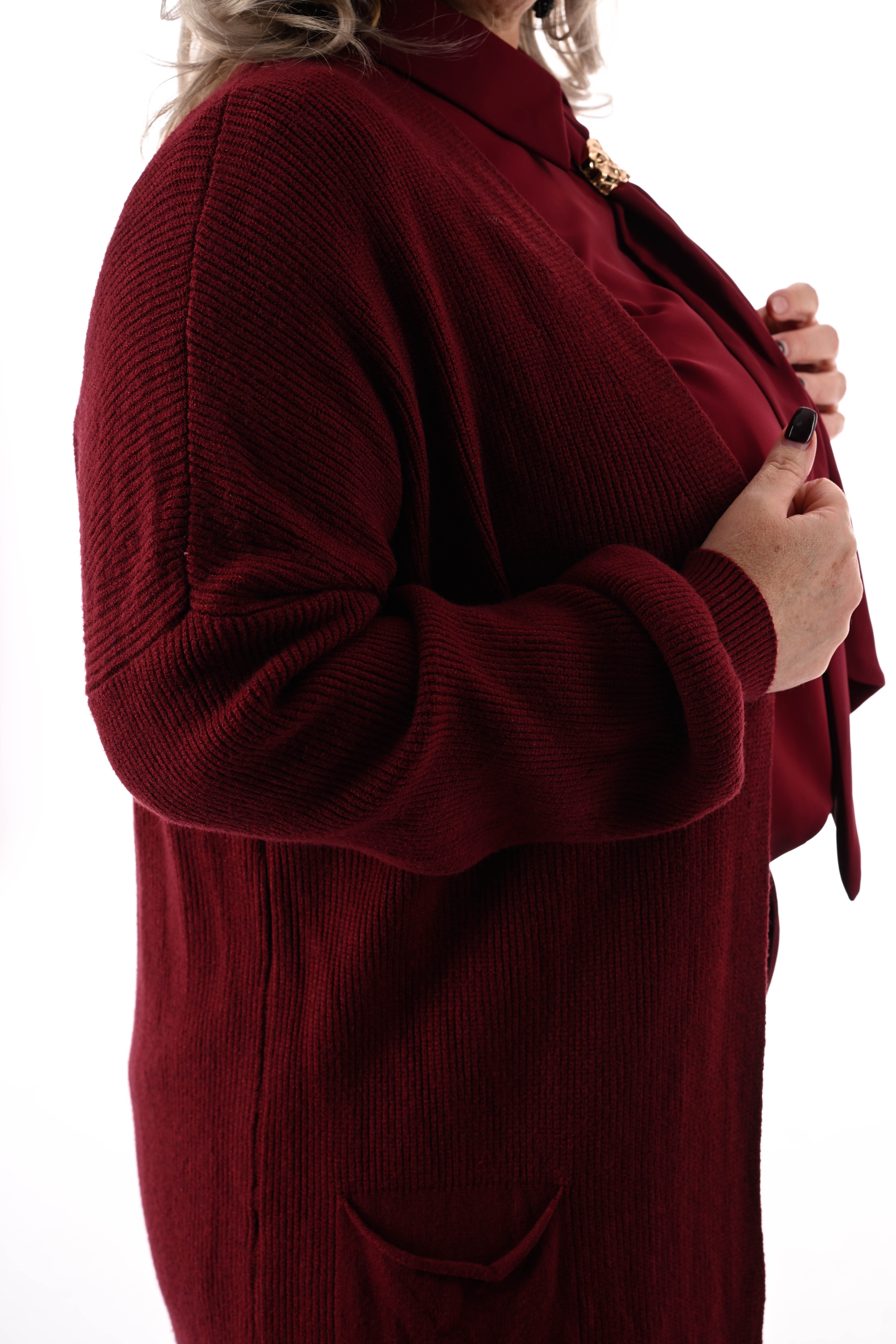 Gebreid vest pofmouwen bordeaux