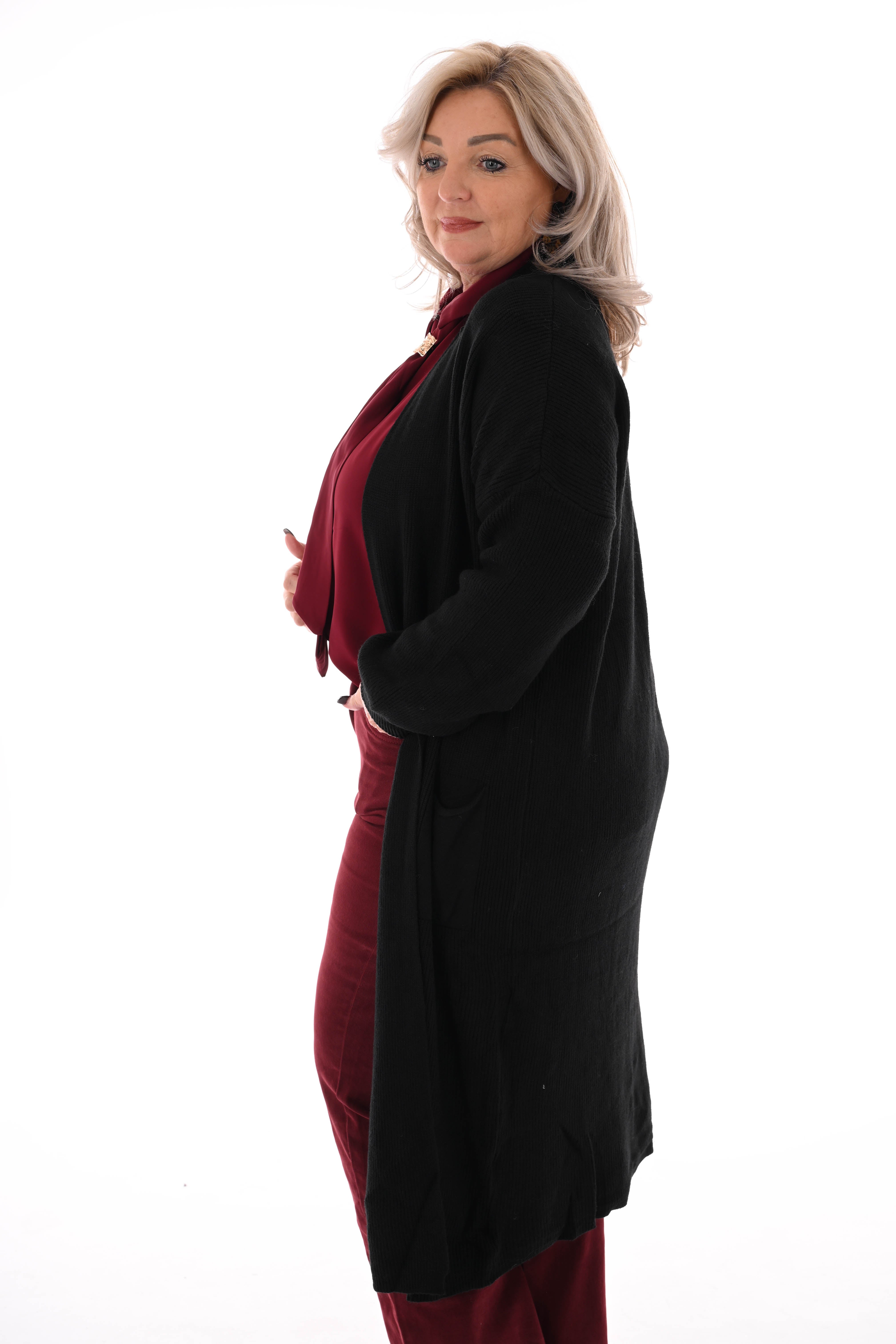 Gebreid vest pofmouwen zwart