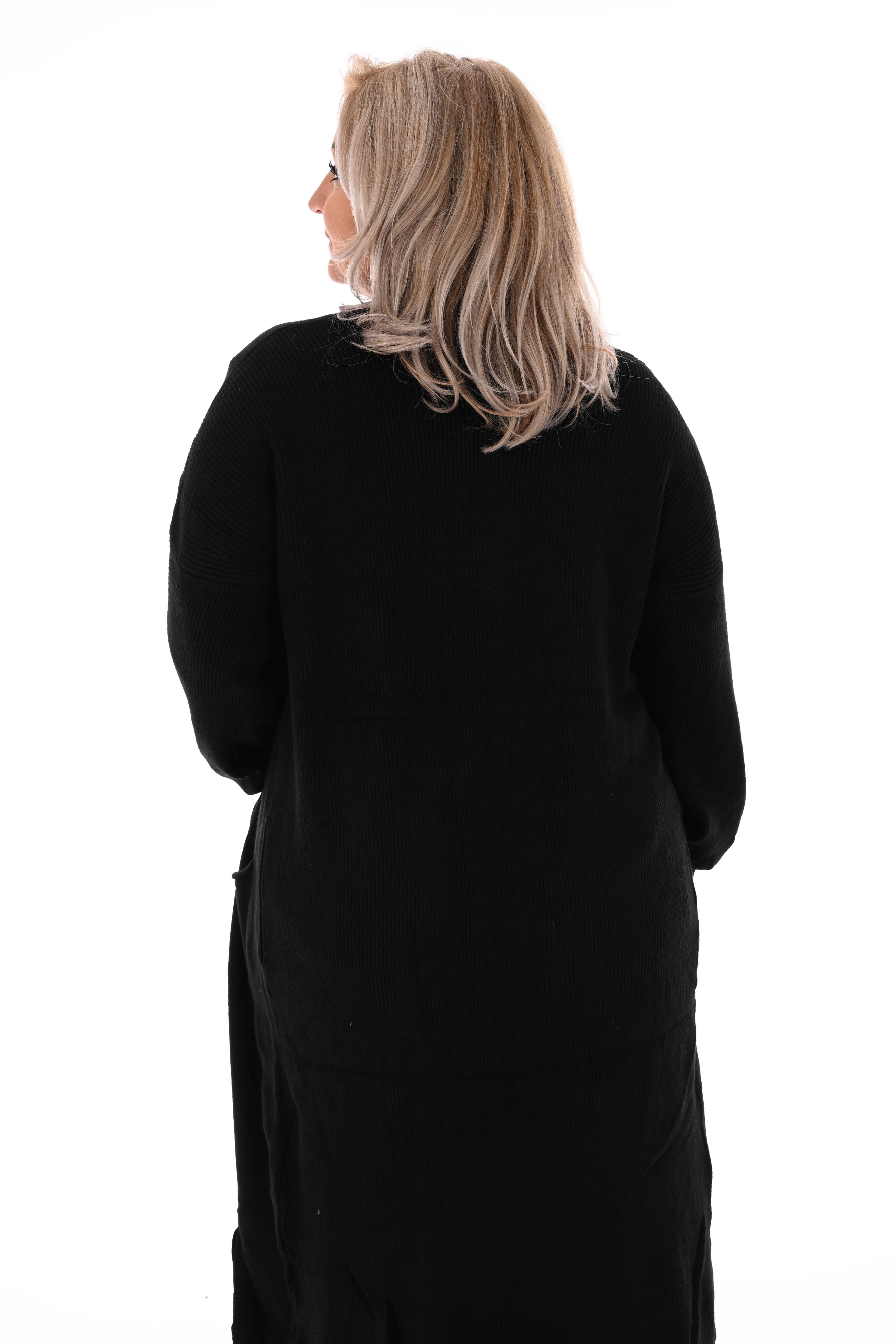 Gebreid vest pofmouwen zwart