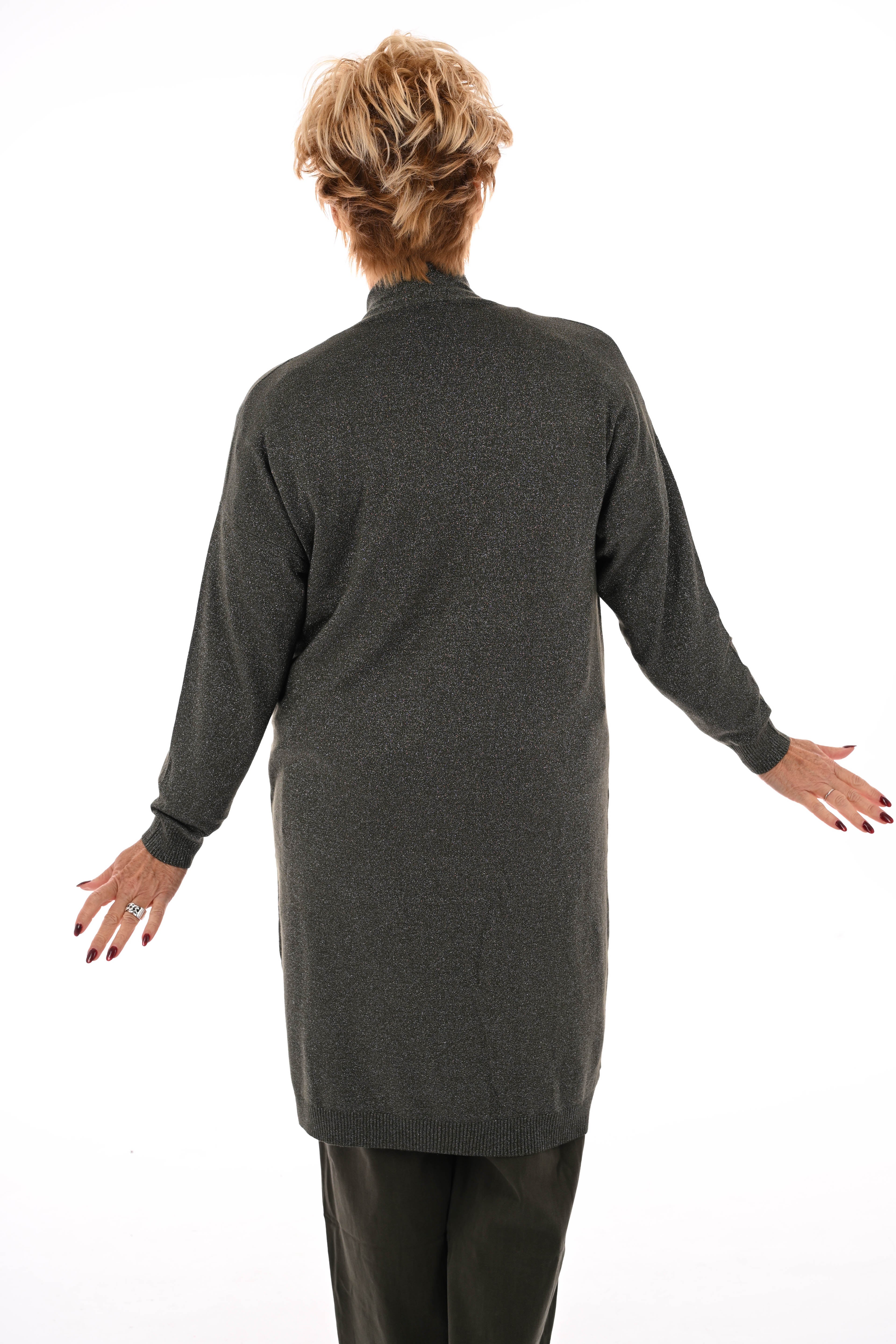 Half lang vest glitter legergroen