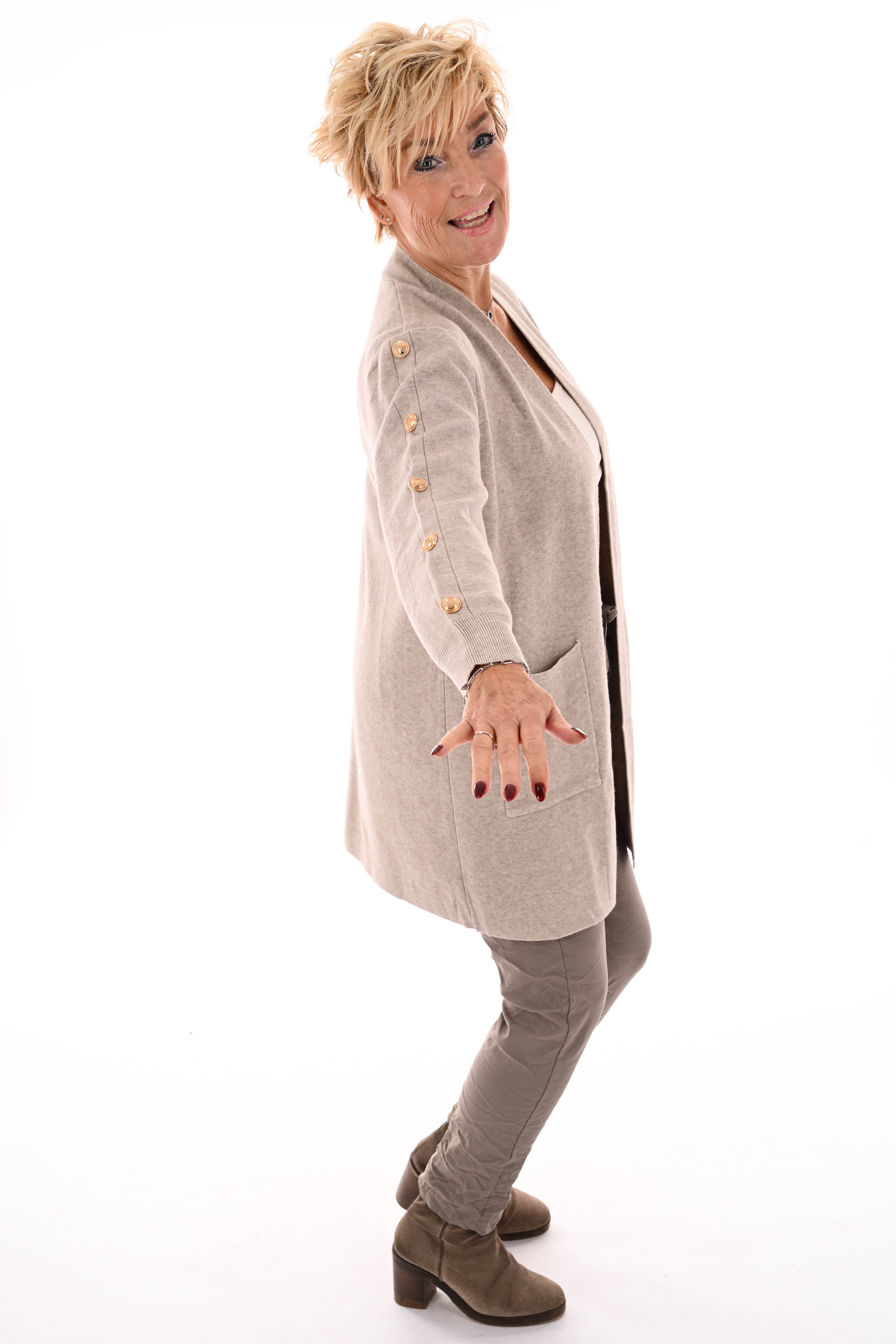 Vest gouden knopen taupe