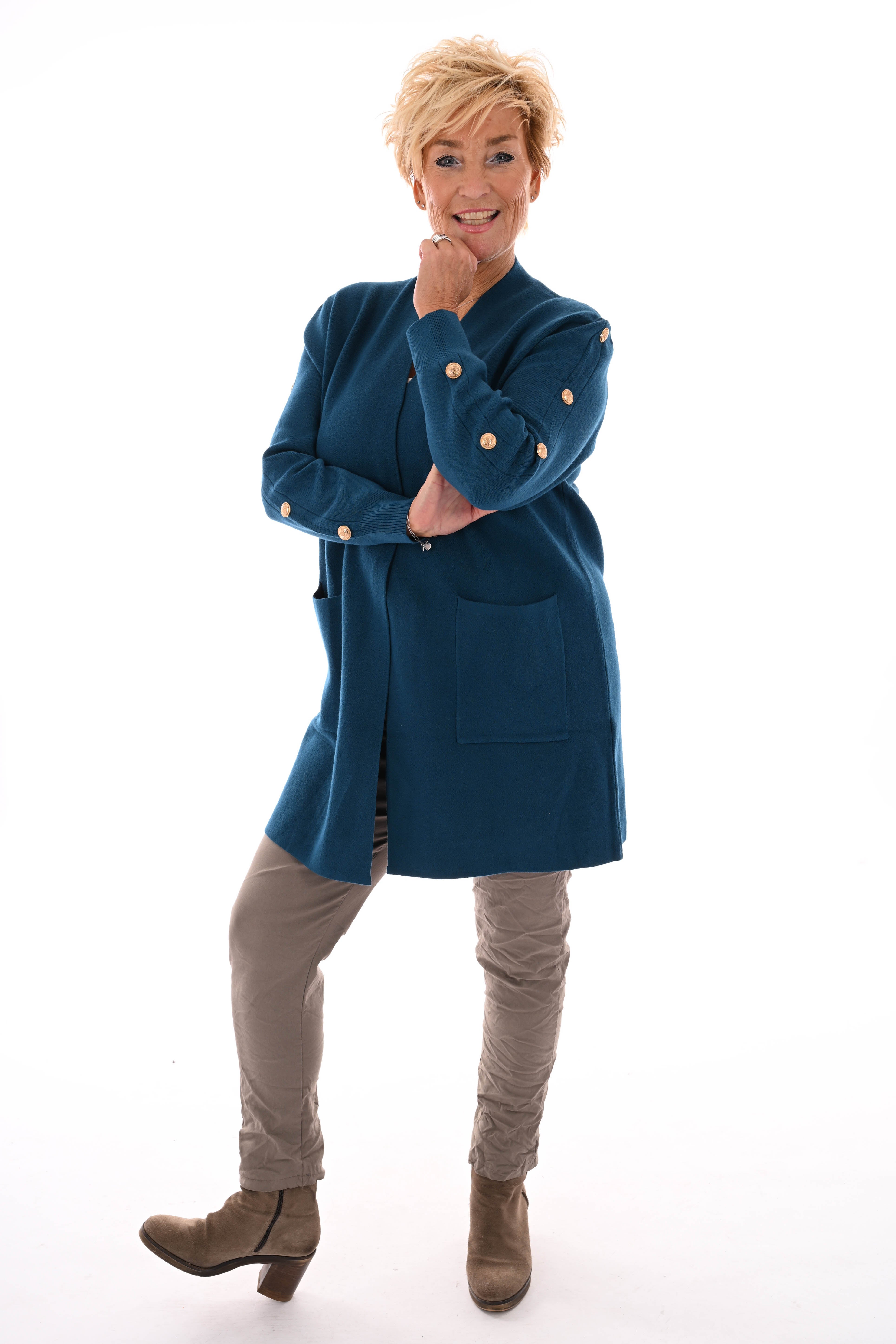 Vest gouden knopen petrol