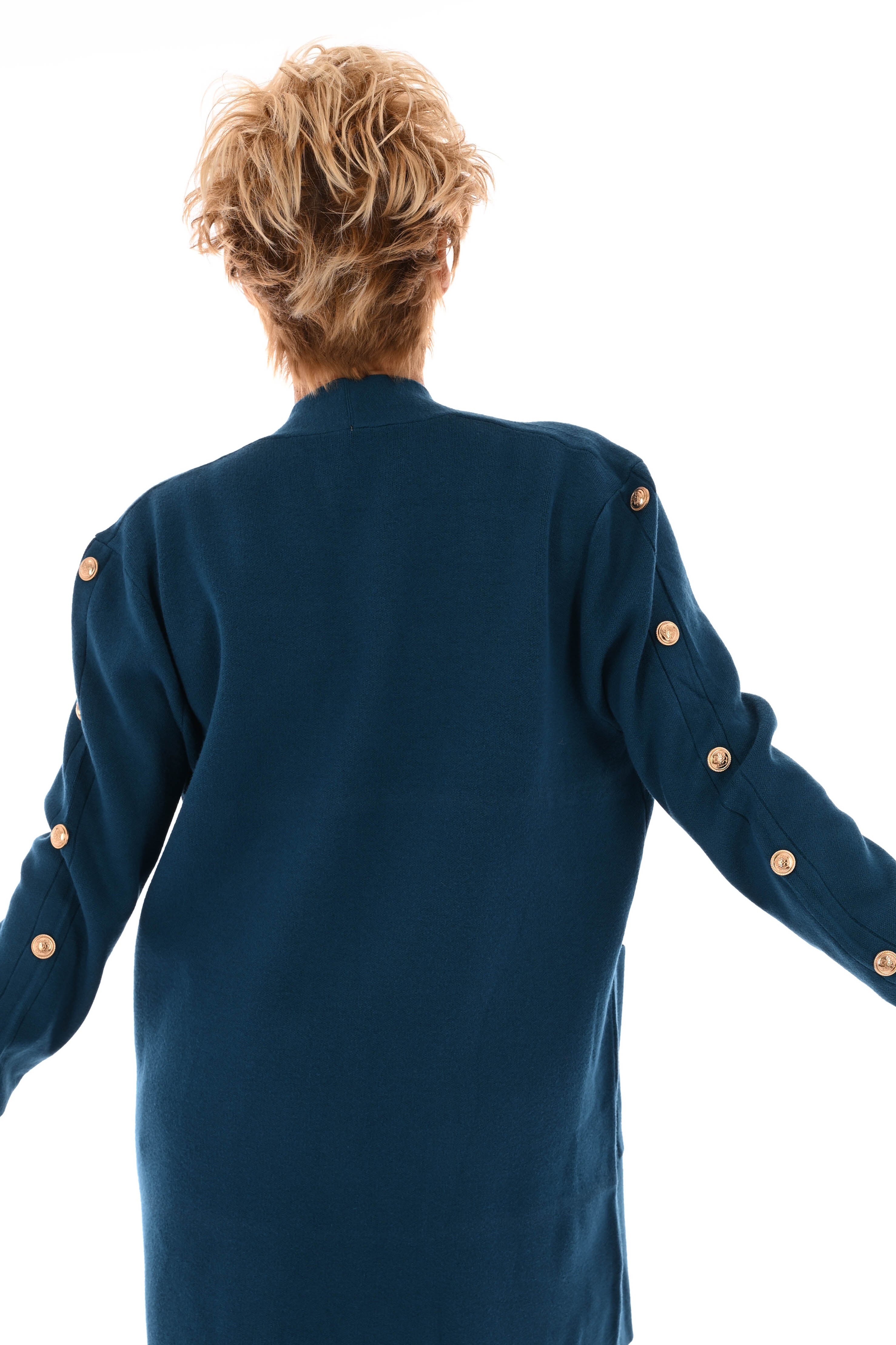 Vest gouden knopen petrol