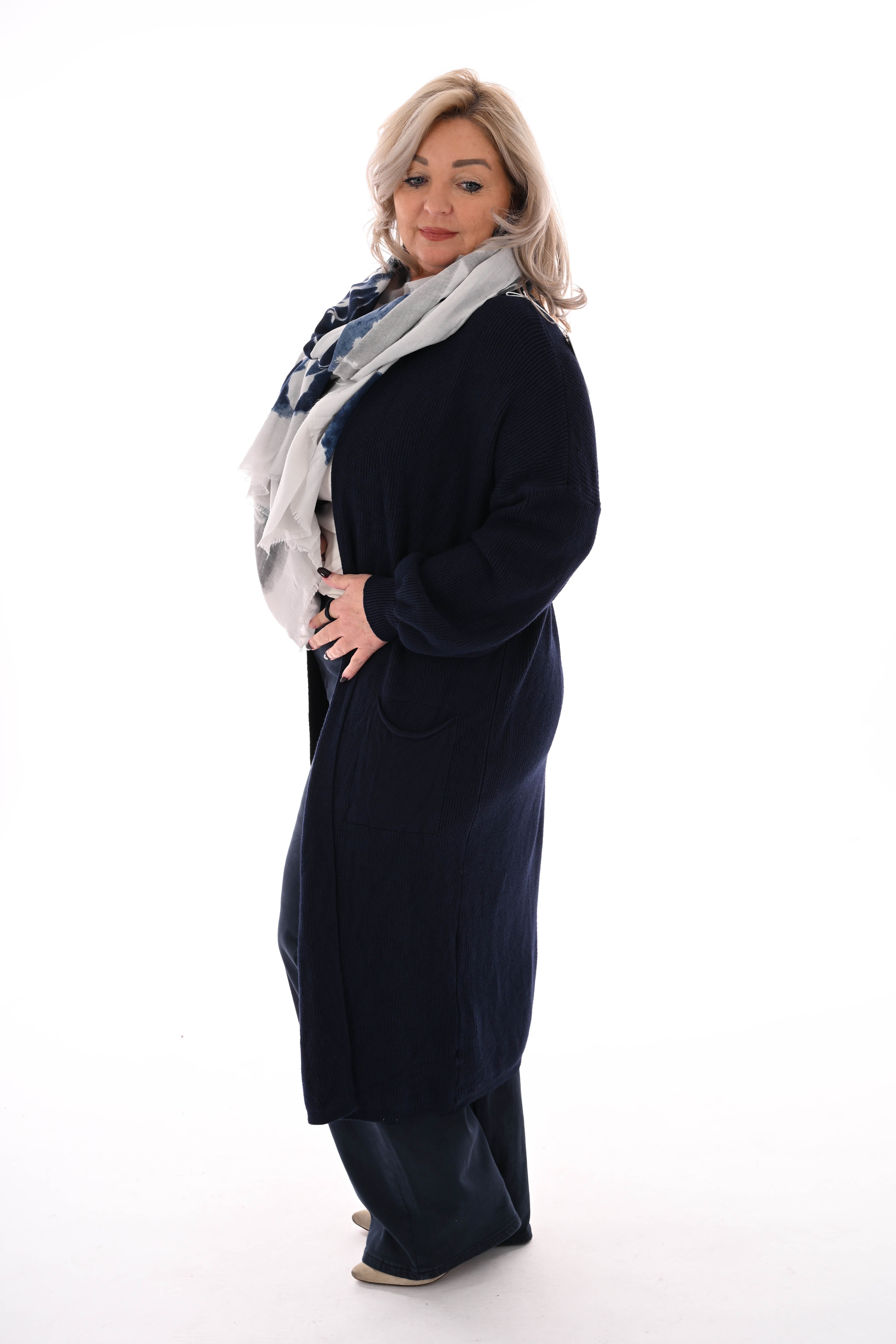 Gebreid vest pofmouwen marineblauw