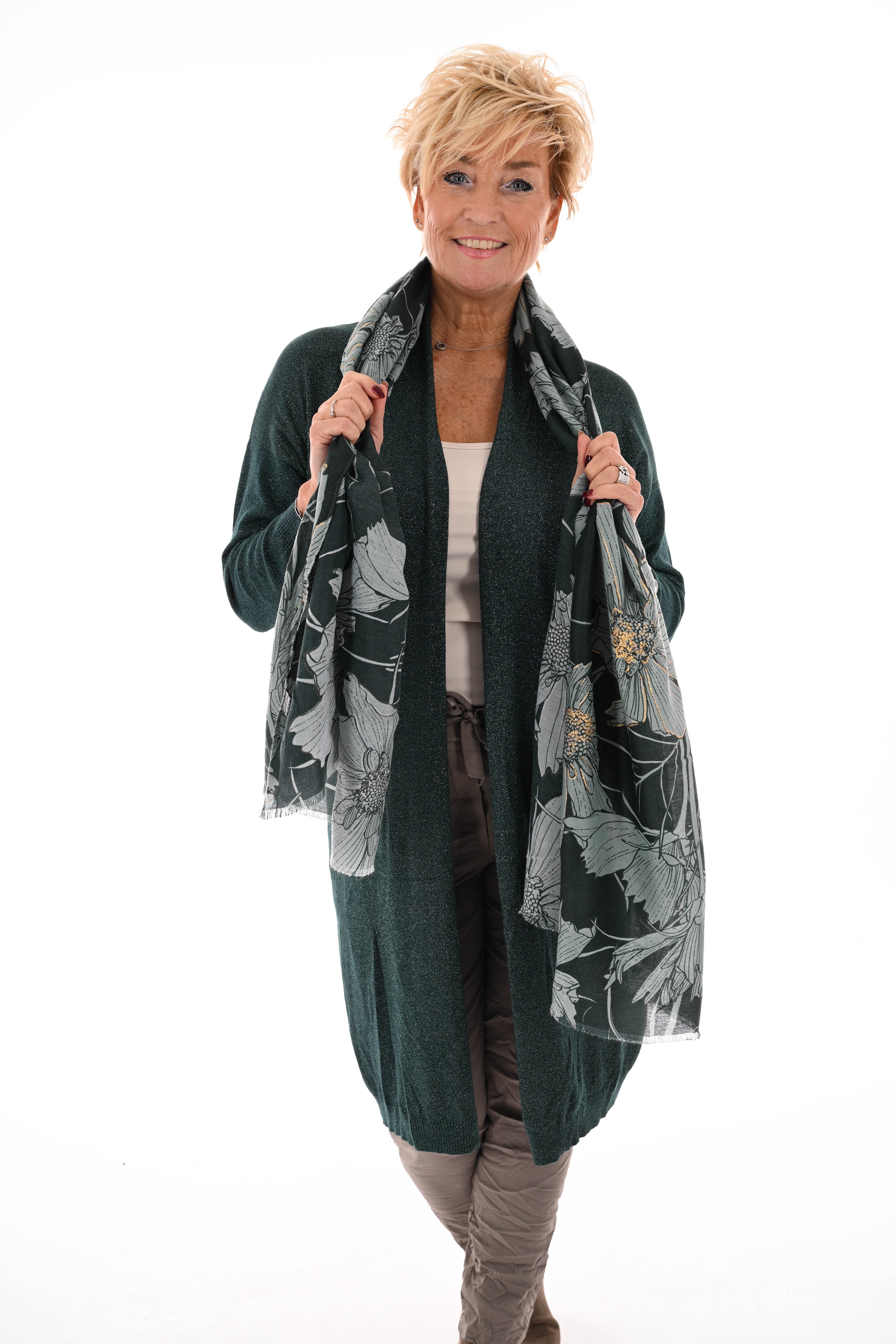 Half lang vest glitter flessengroen