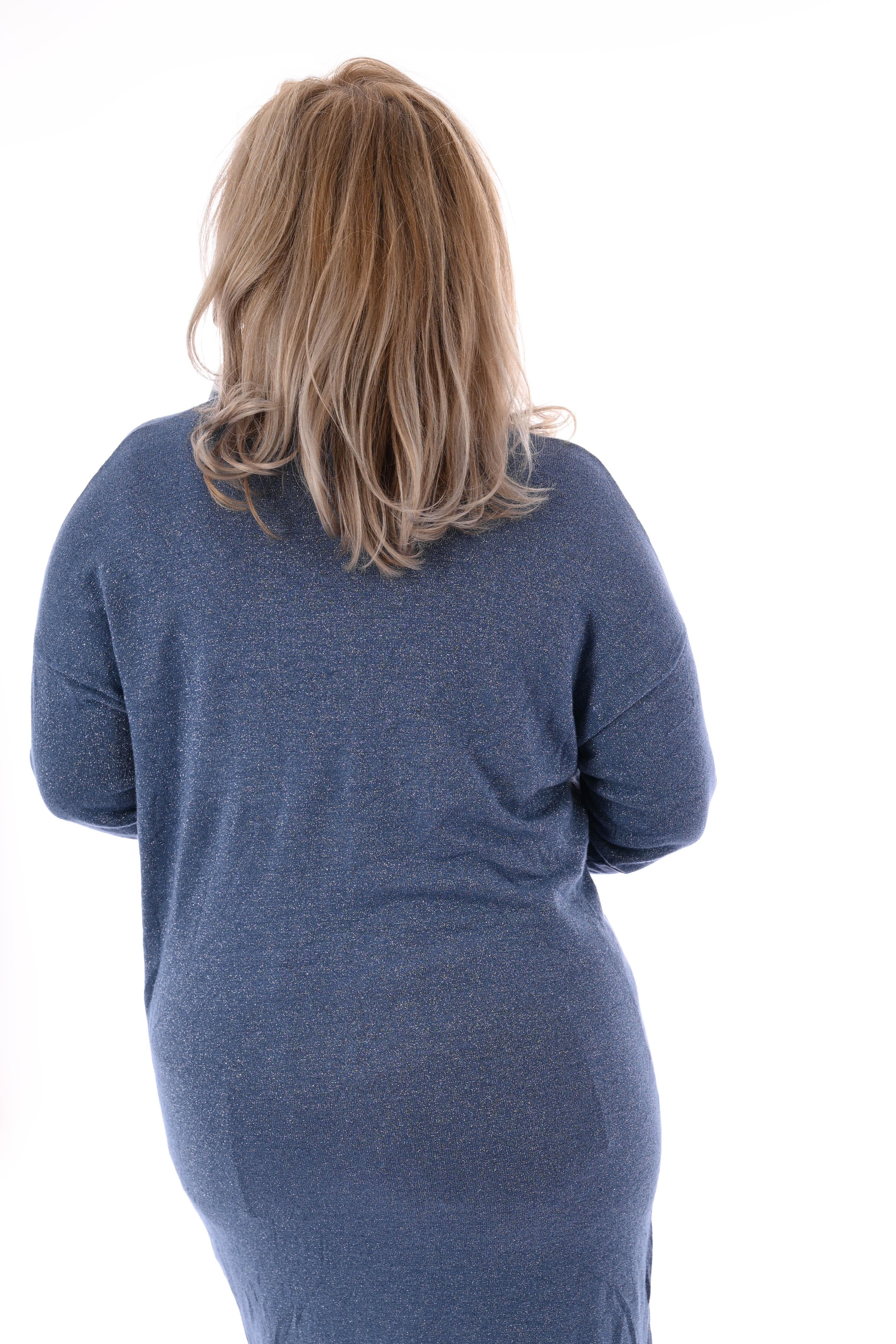 Half lang vest glitter lichtblauw