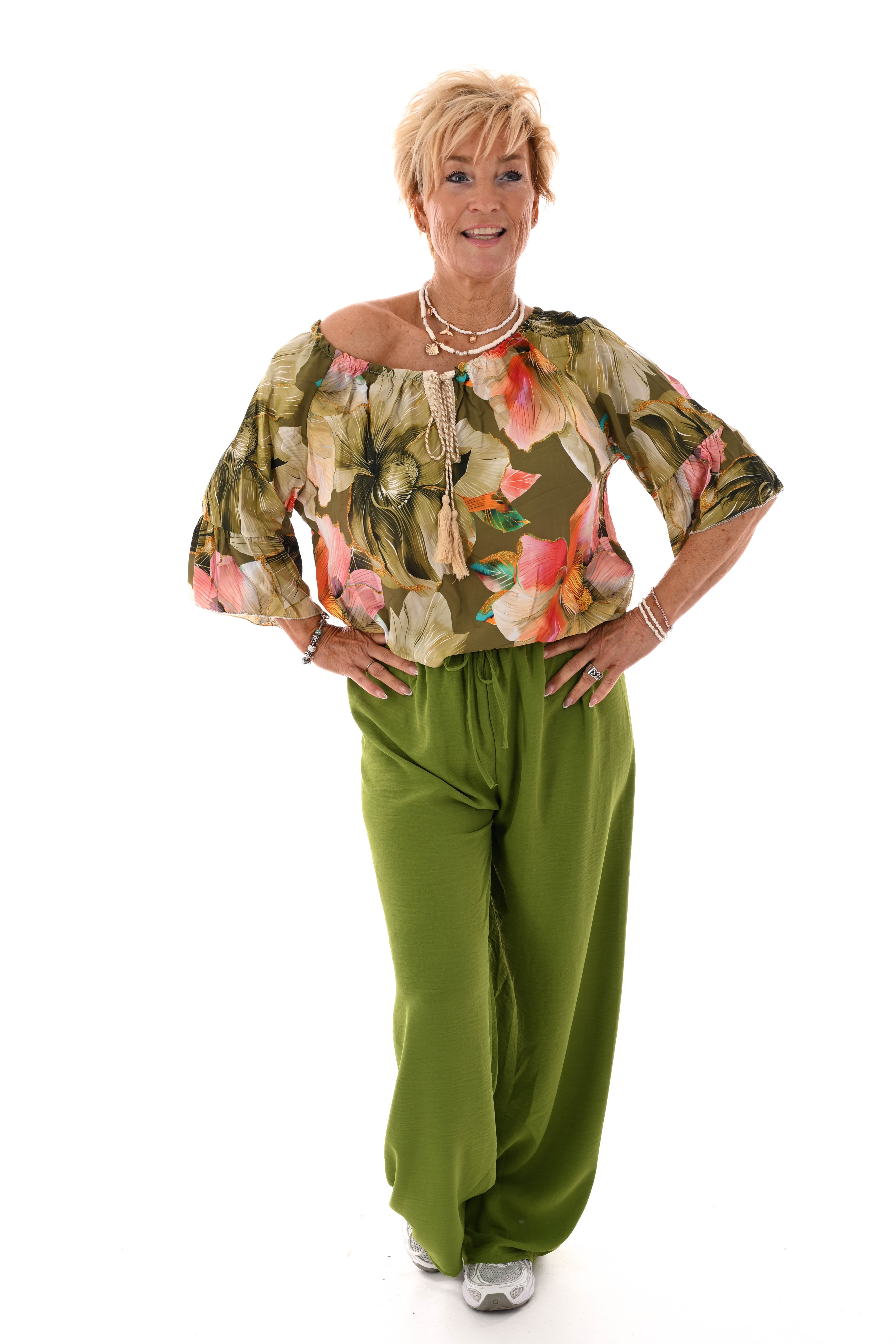 Wijde broek uni lime