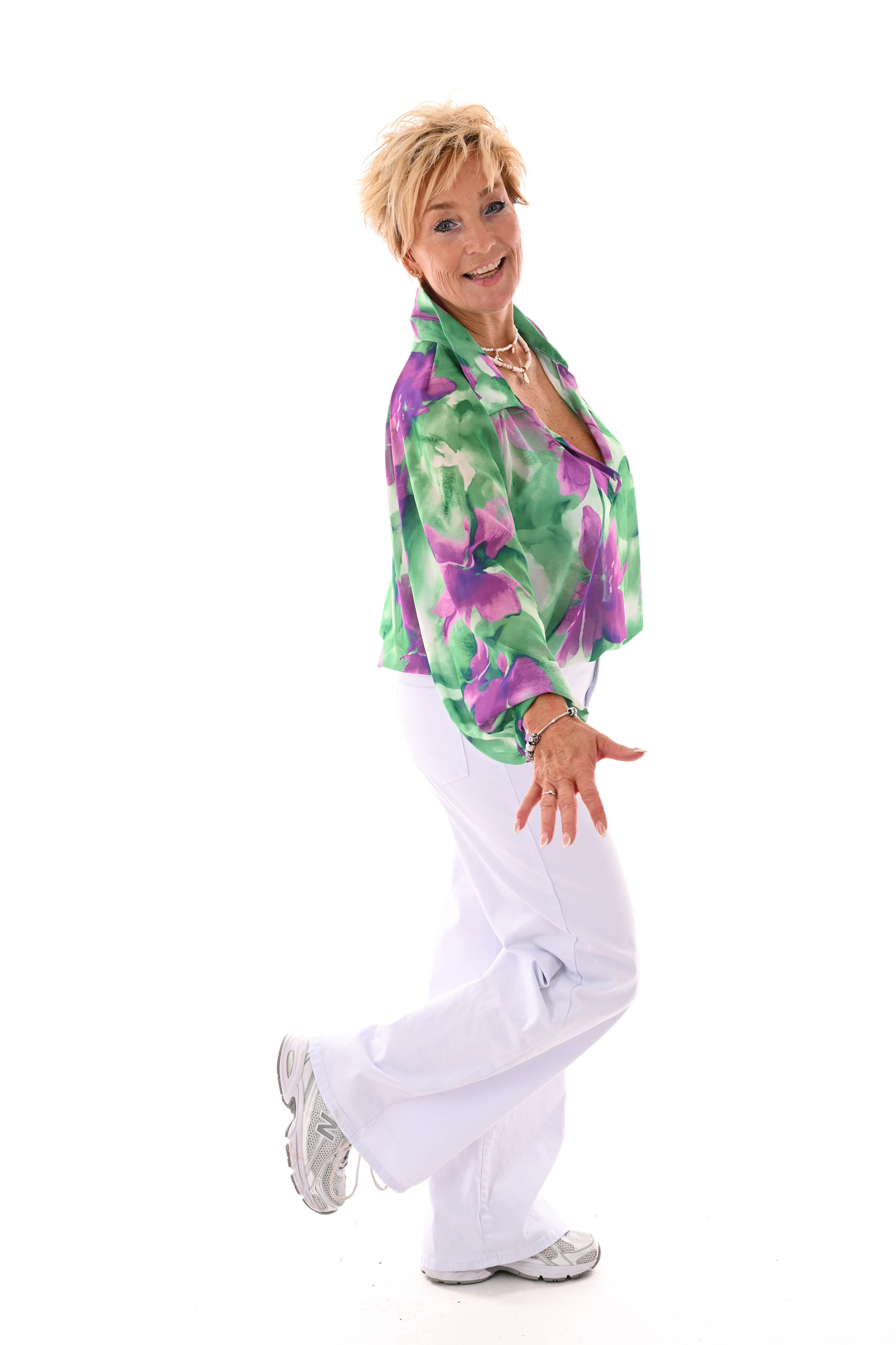 Blouse v-hals bloemen groen