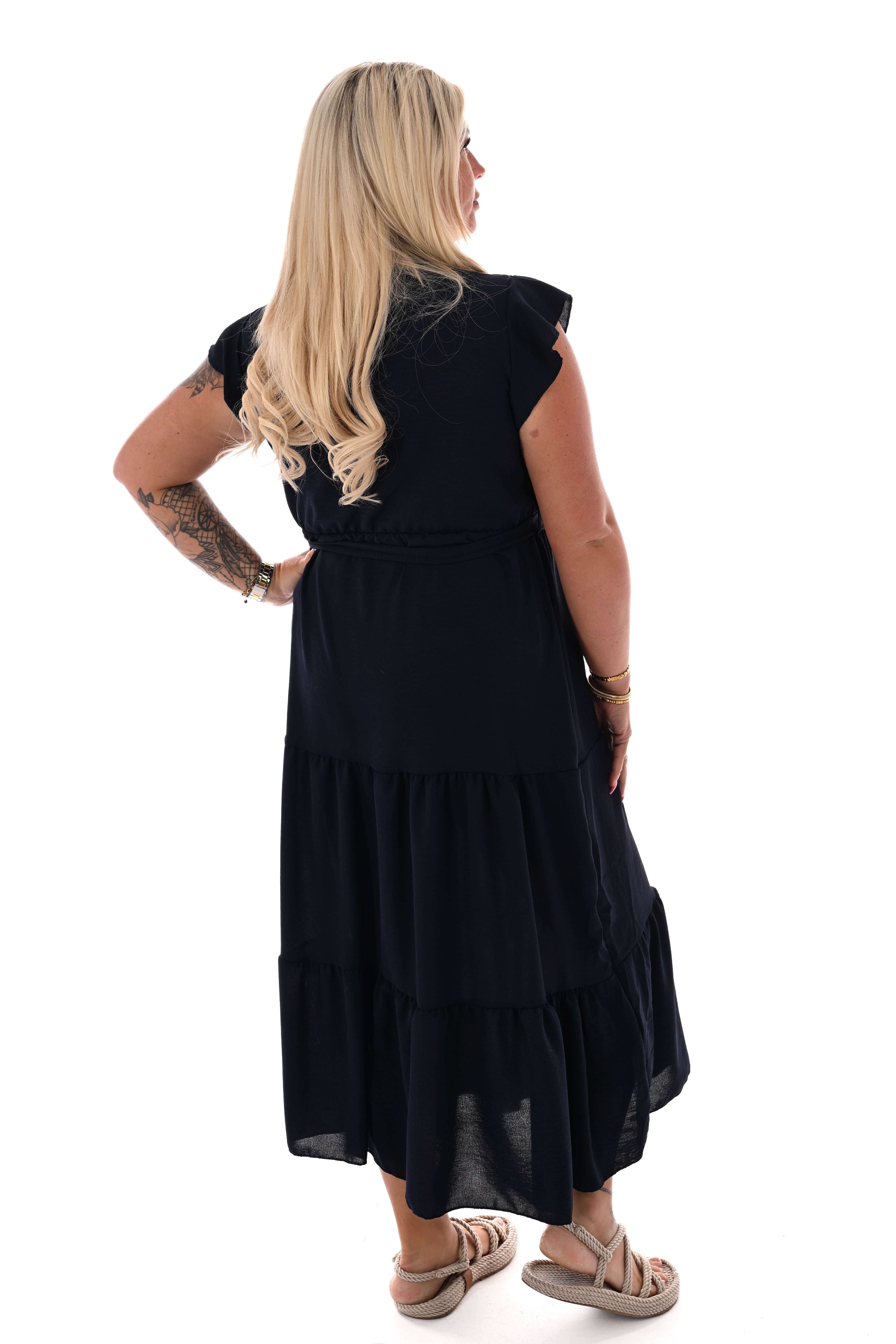 Maxi jurk stroken uni marineblauw
