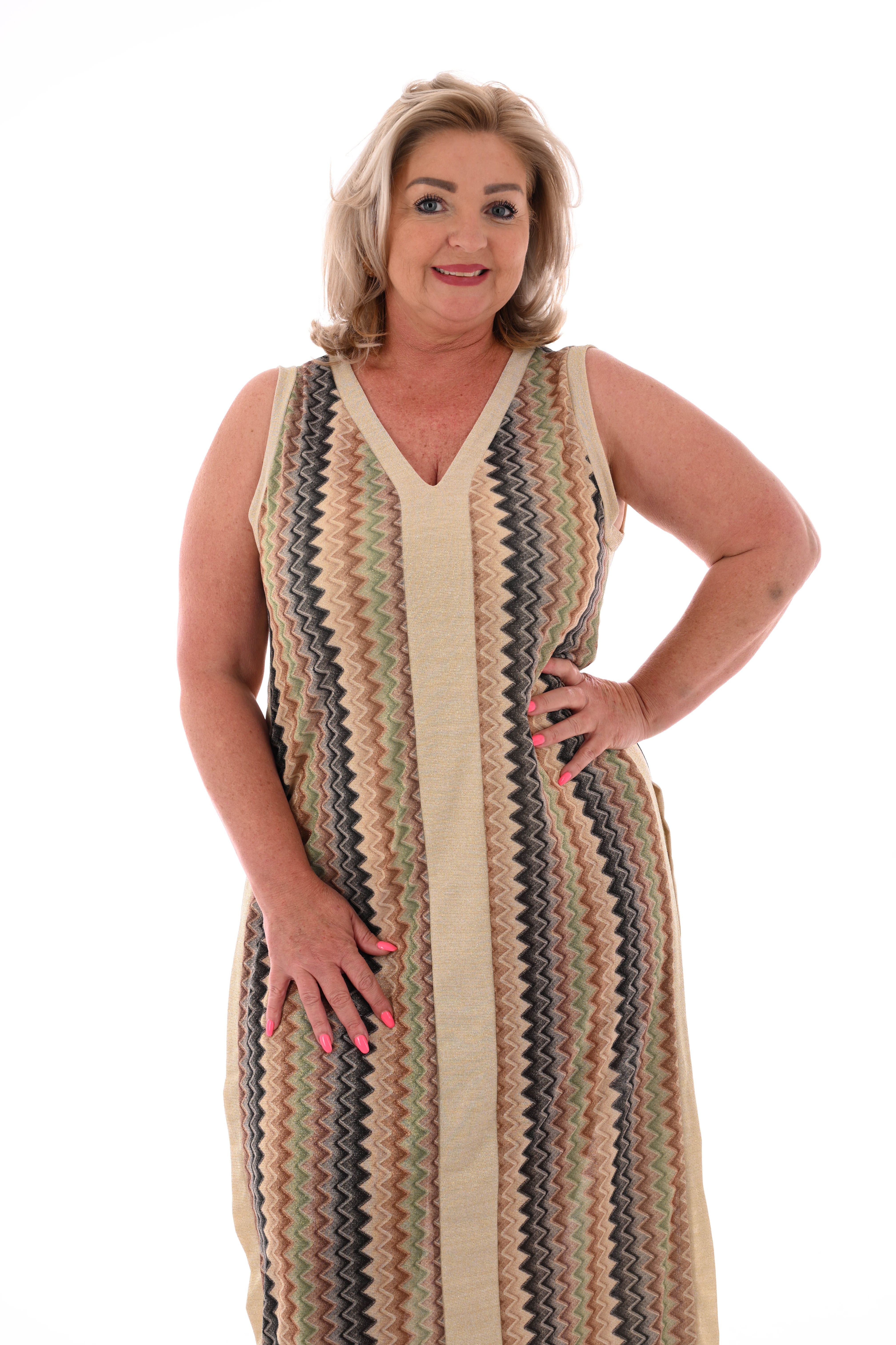 Jurk lurex zigzag zwart