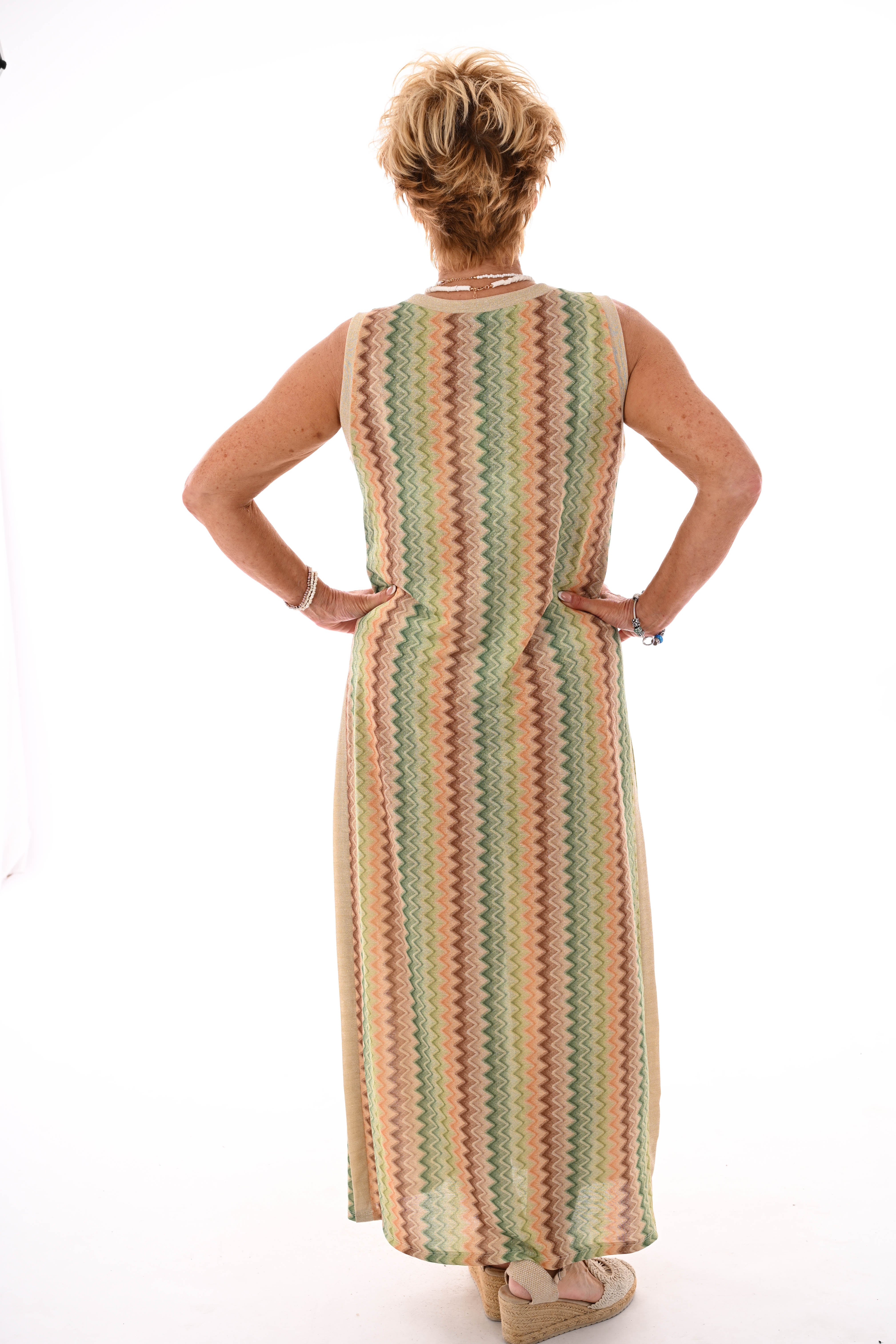 Jurk lurex zigzag lichtgroen