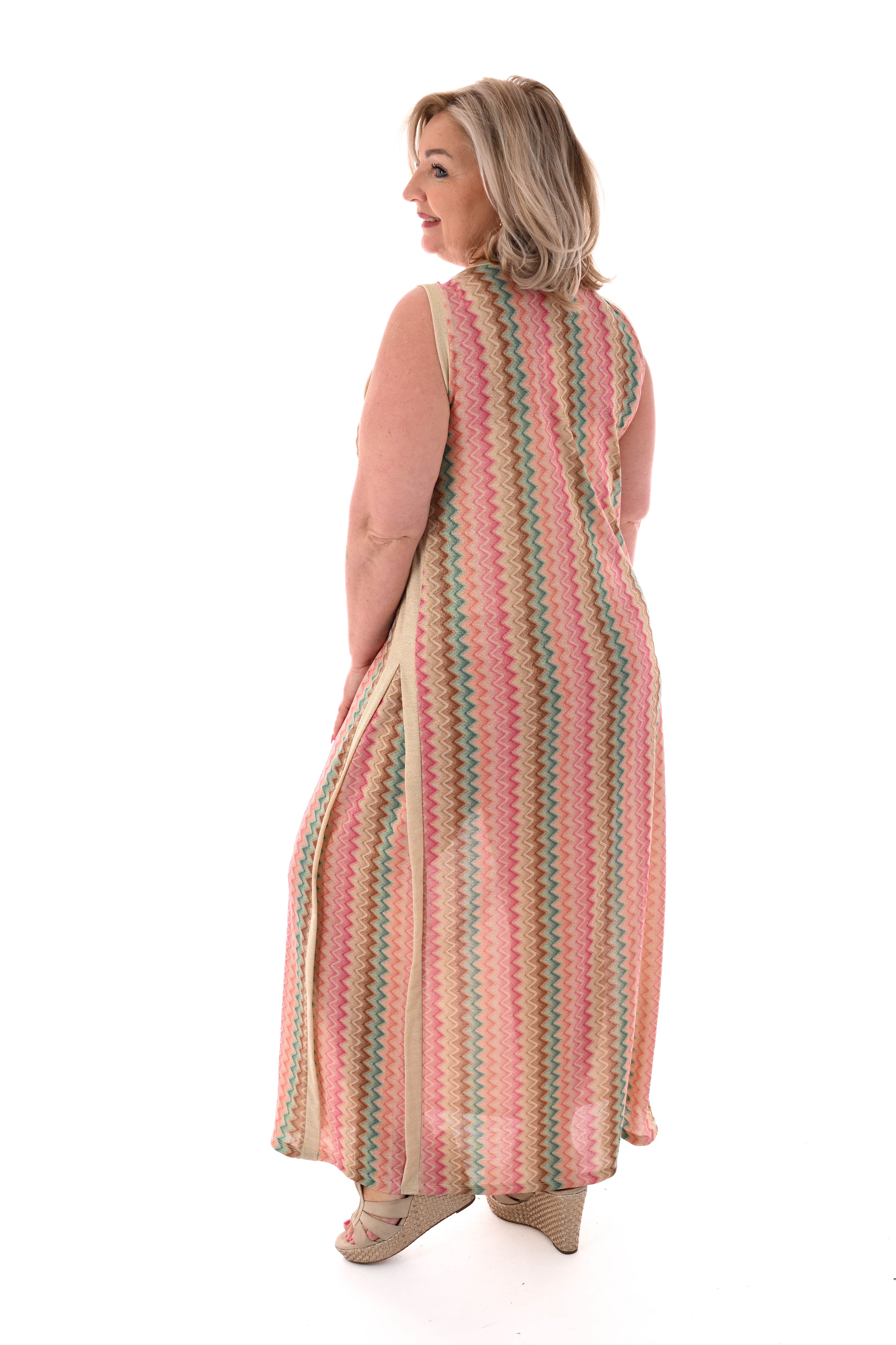 Jurk lurex zigzag roze