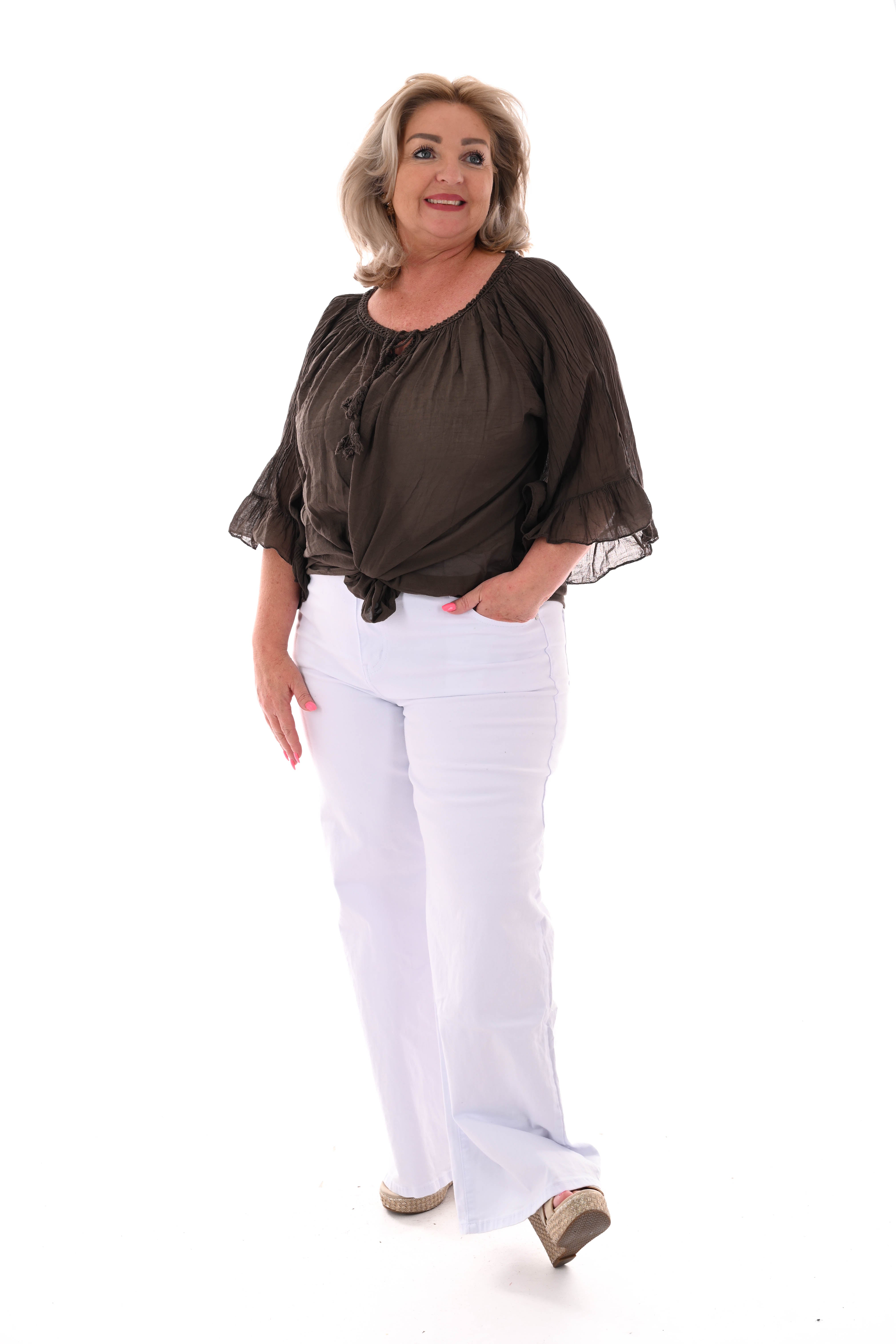 Ibiza blouse met kwastjes donkerbruin
