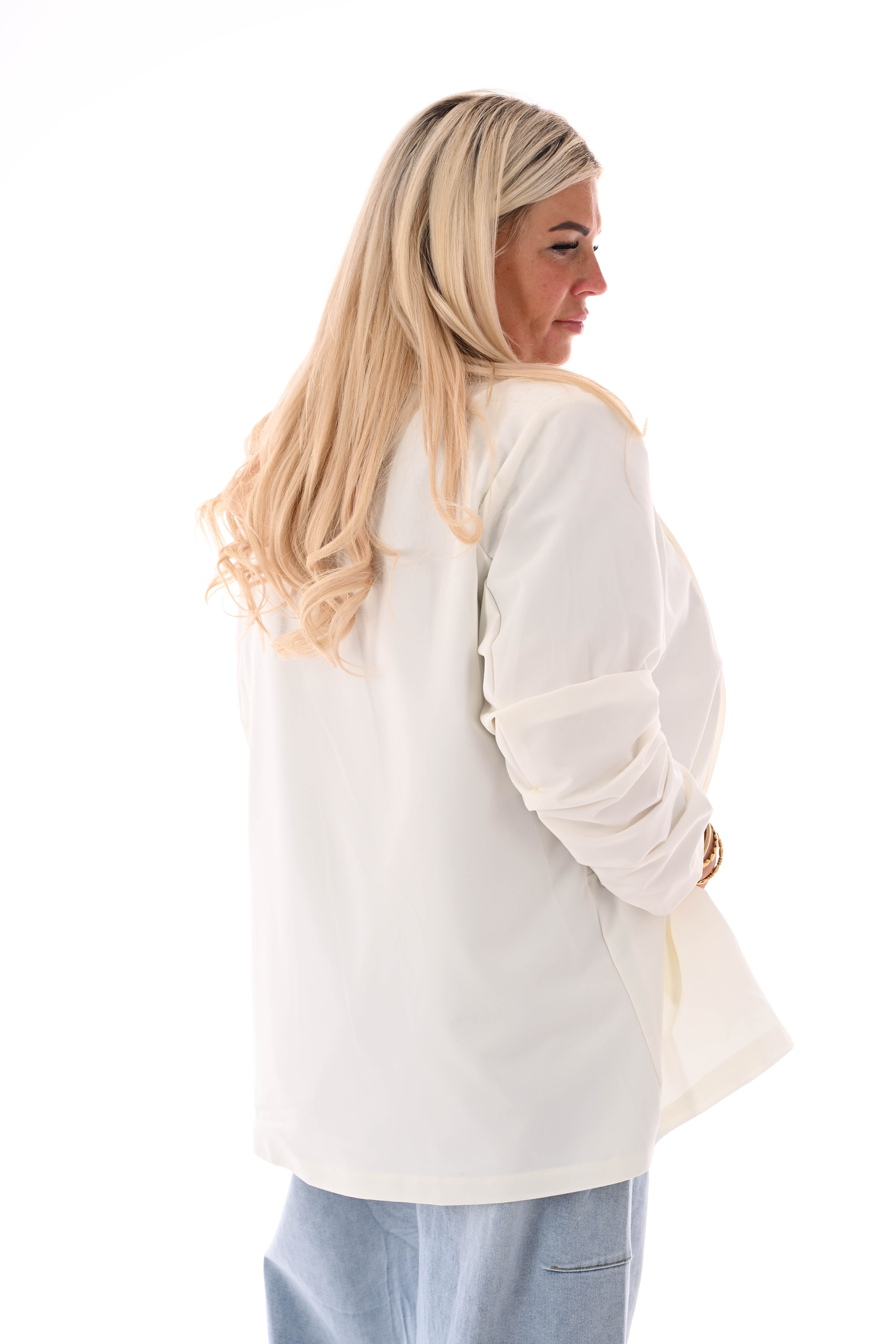 Blazer ophaalmouwen uni roomwit