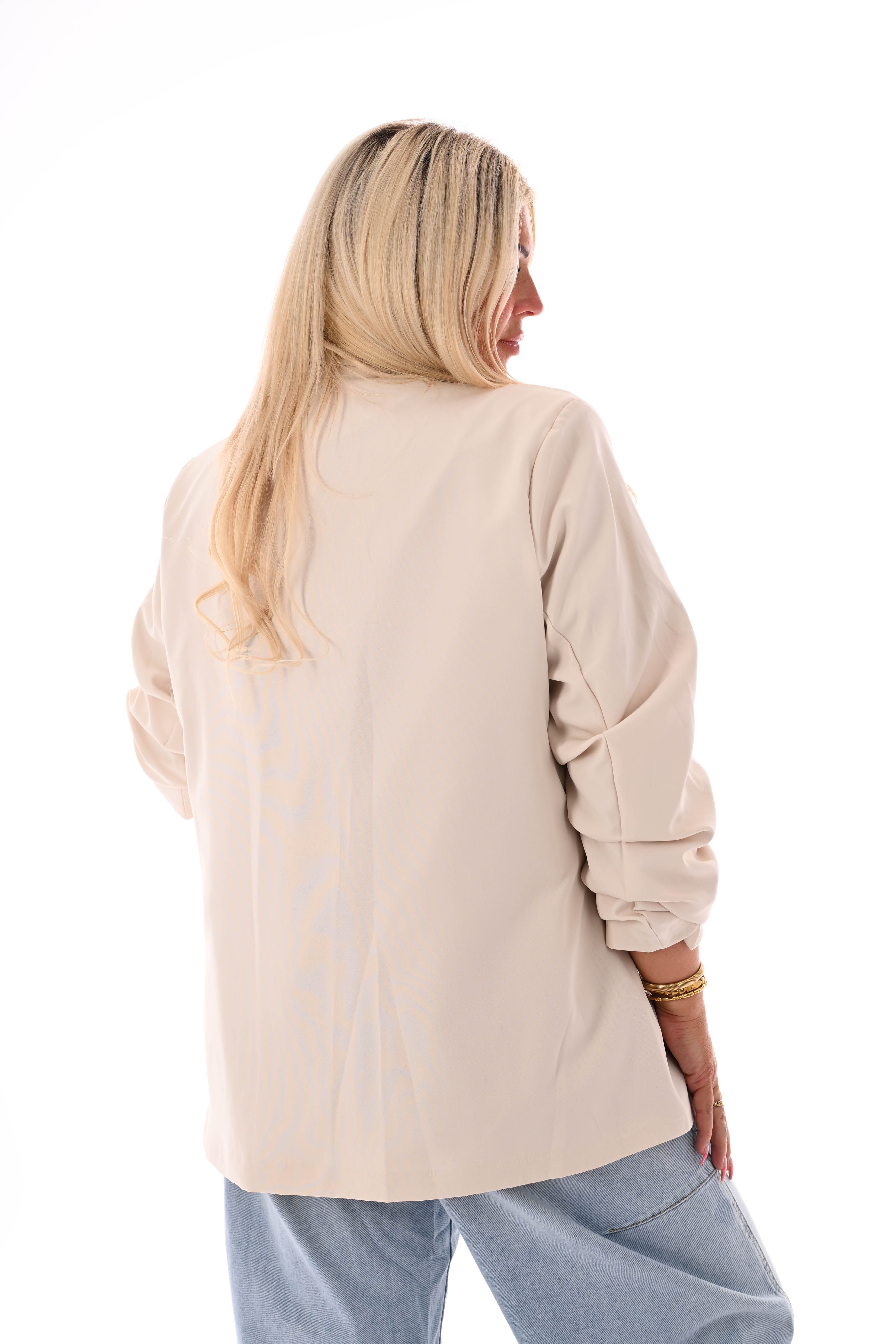 Blazer ophaalmouwen uni beige