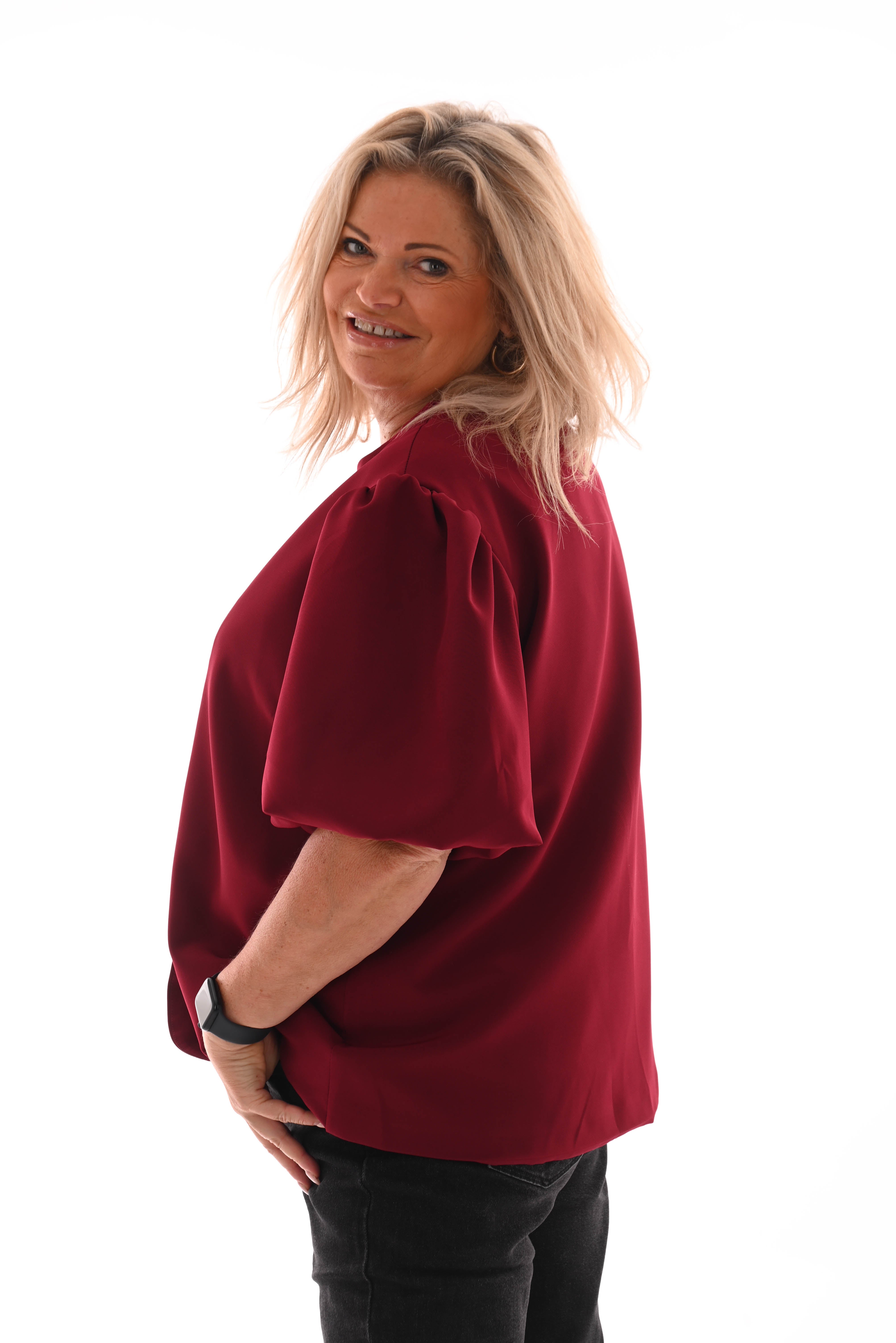 Blazer korte pofmouwen met knopen bordeaux