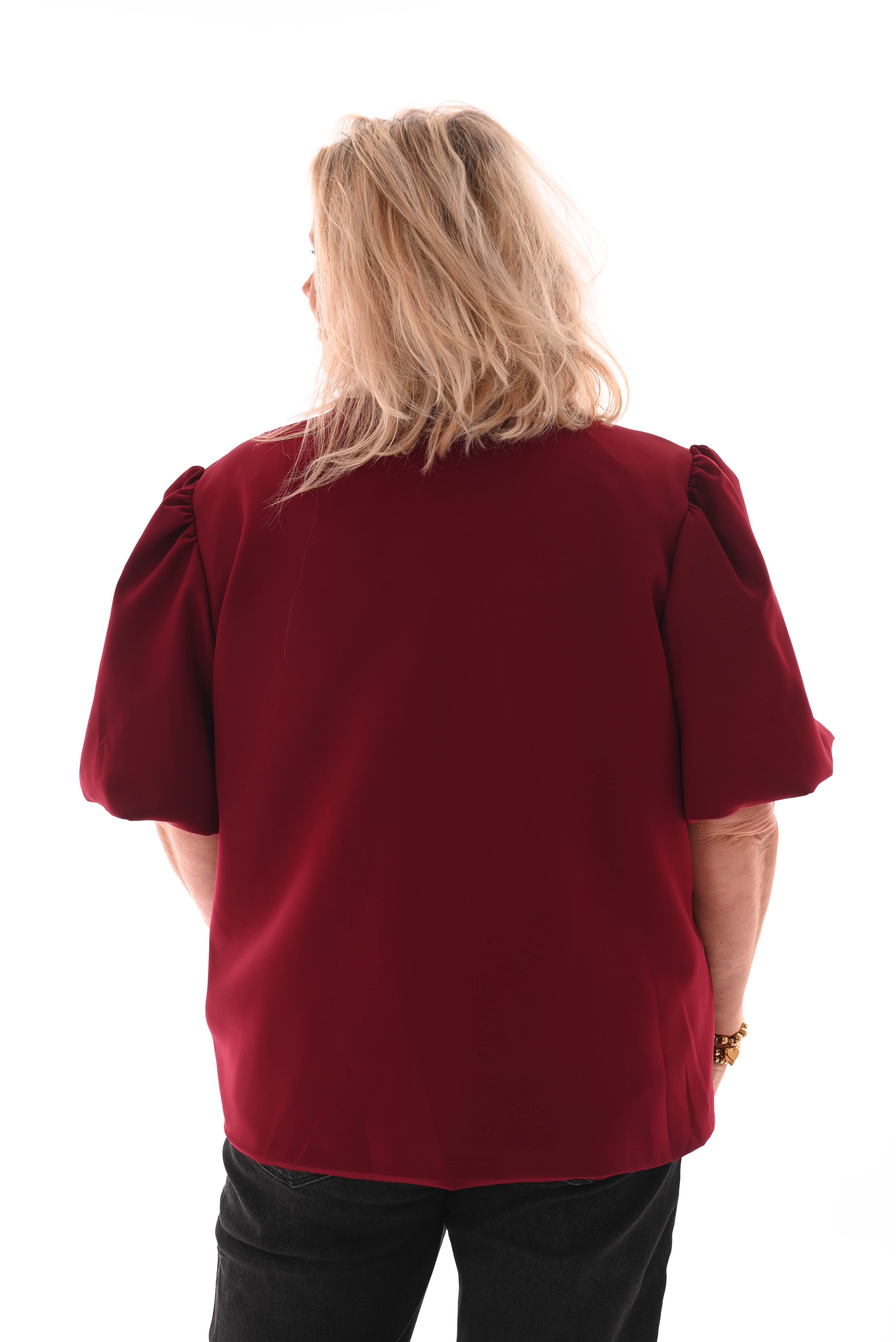 Blazer korte pofmouwen met knopen bordeaux