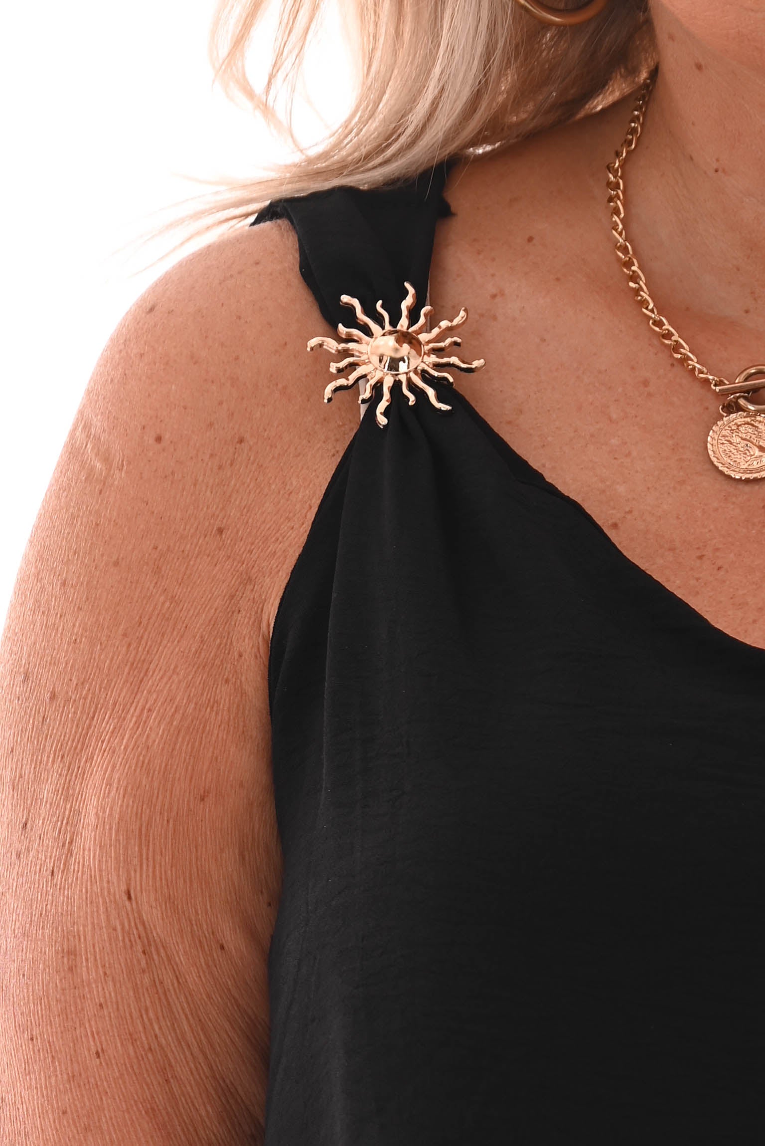 Top mouwloos zon detail marineblauw