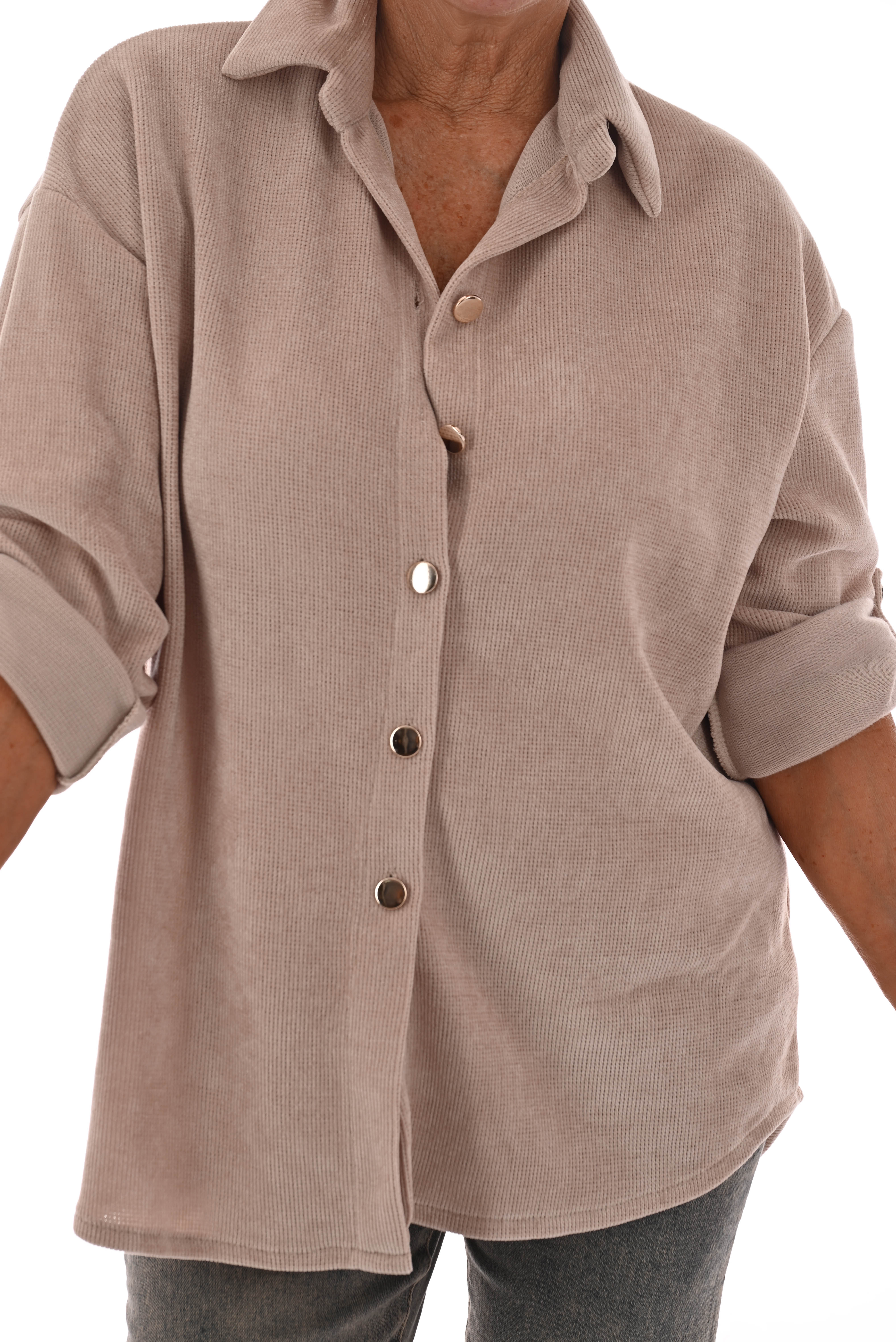 Corduroy blouse ophaalmouwen beige