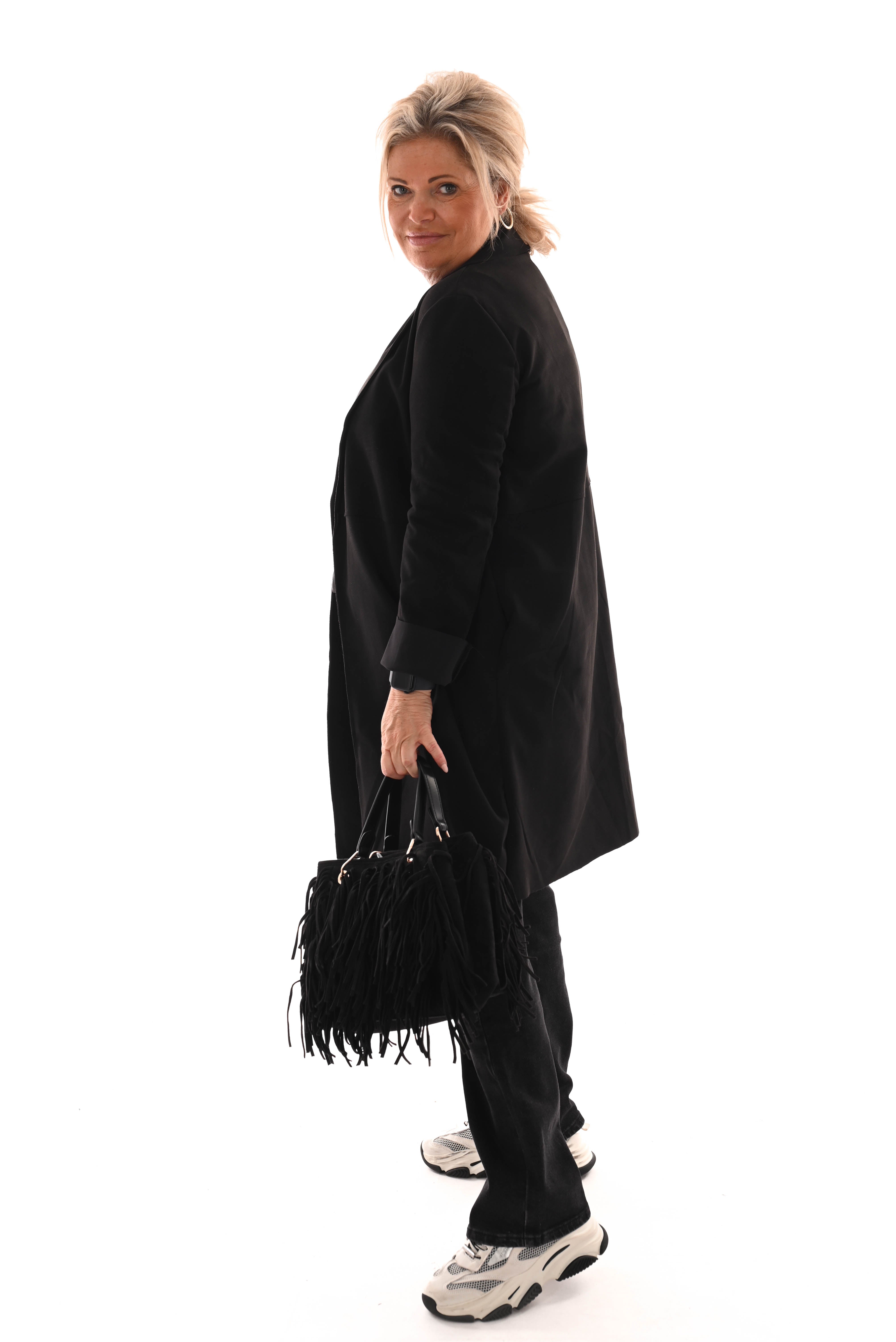 Suede look jas zwart