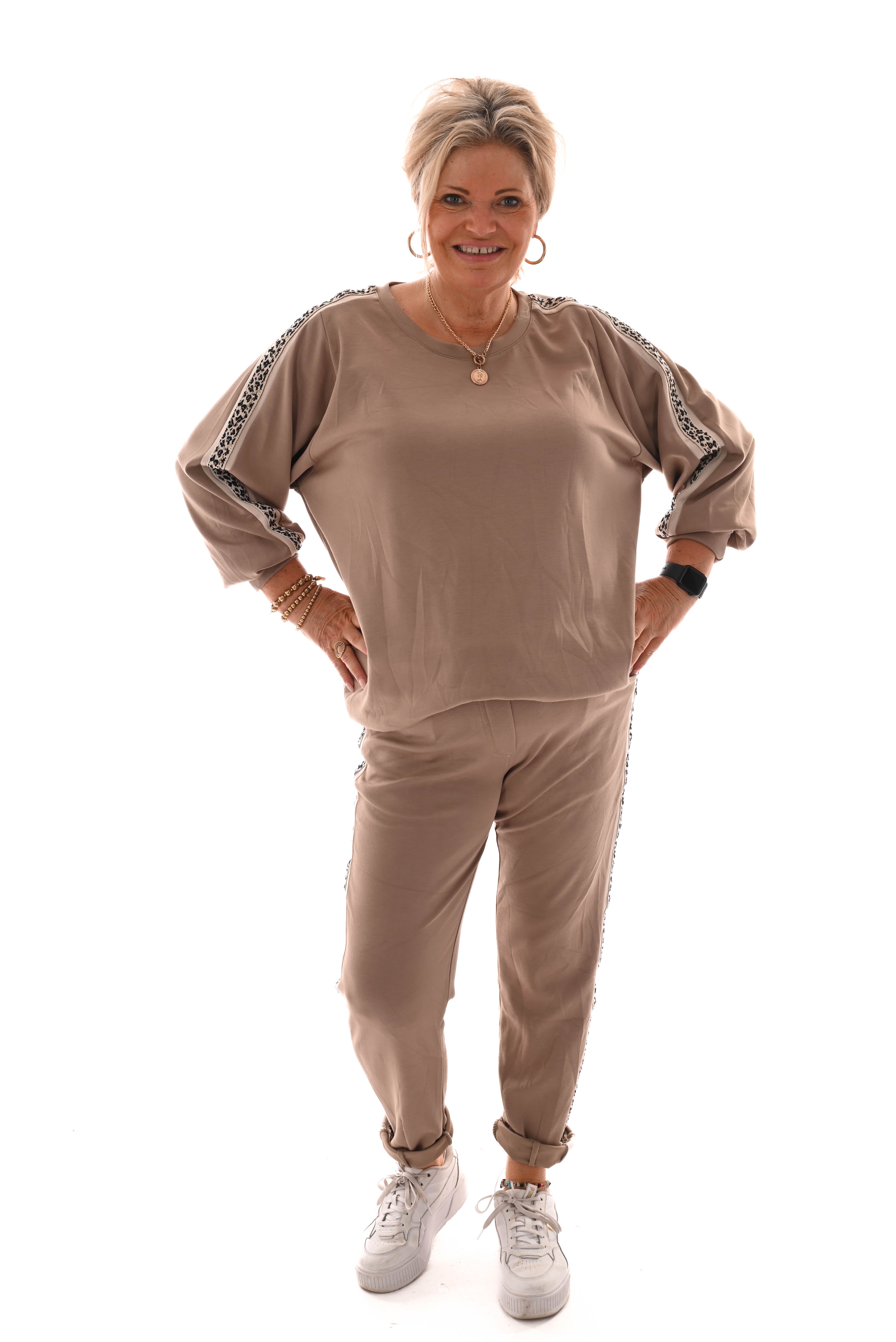 Tweedelig pak panterbies comfy taupe