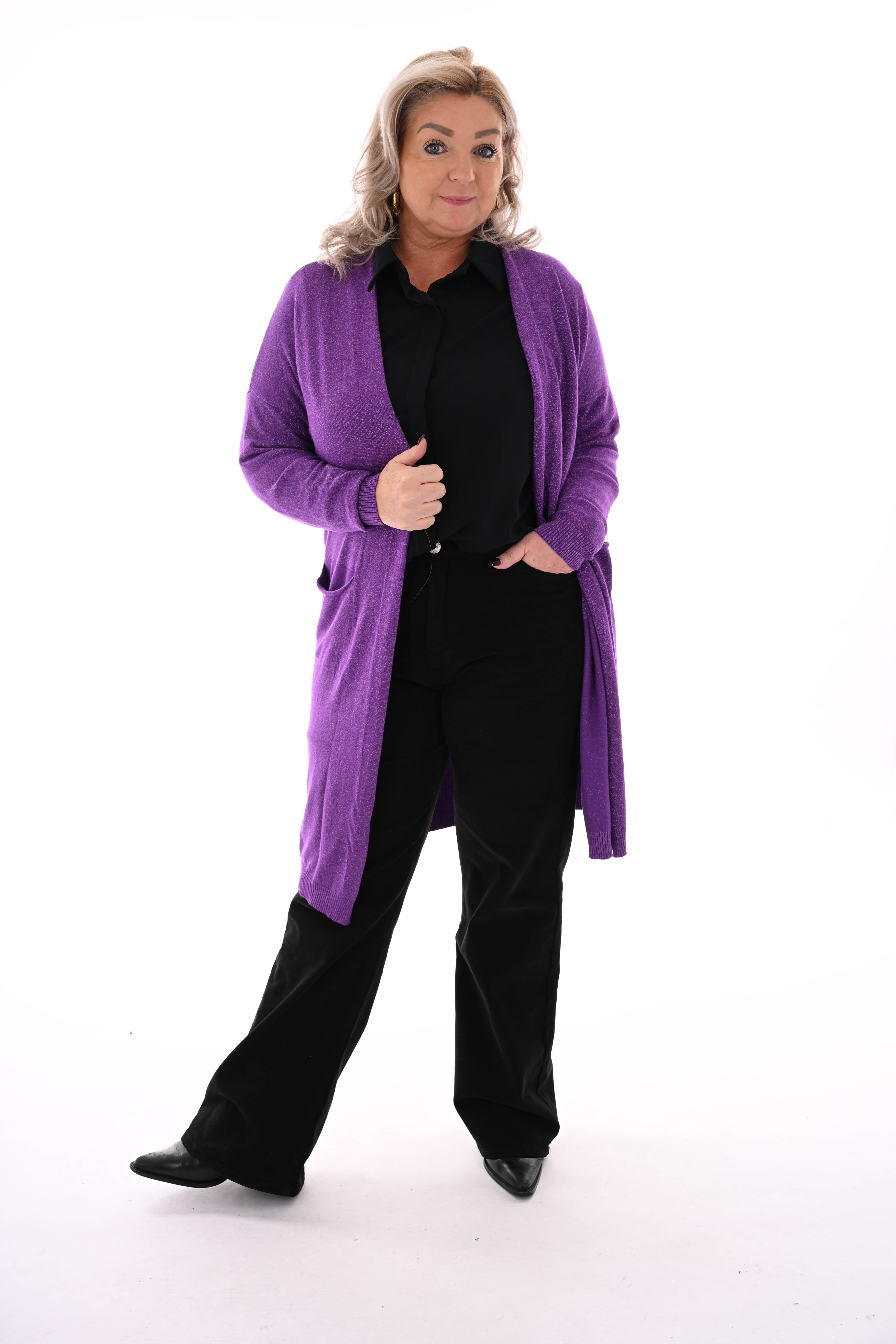 Half lang vest glitter paars