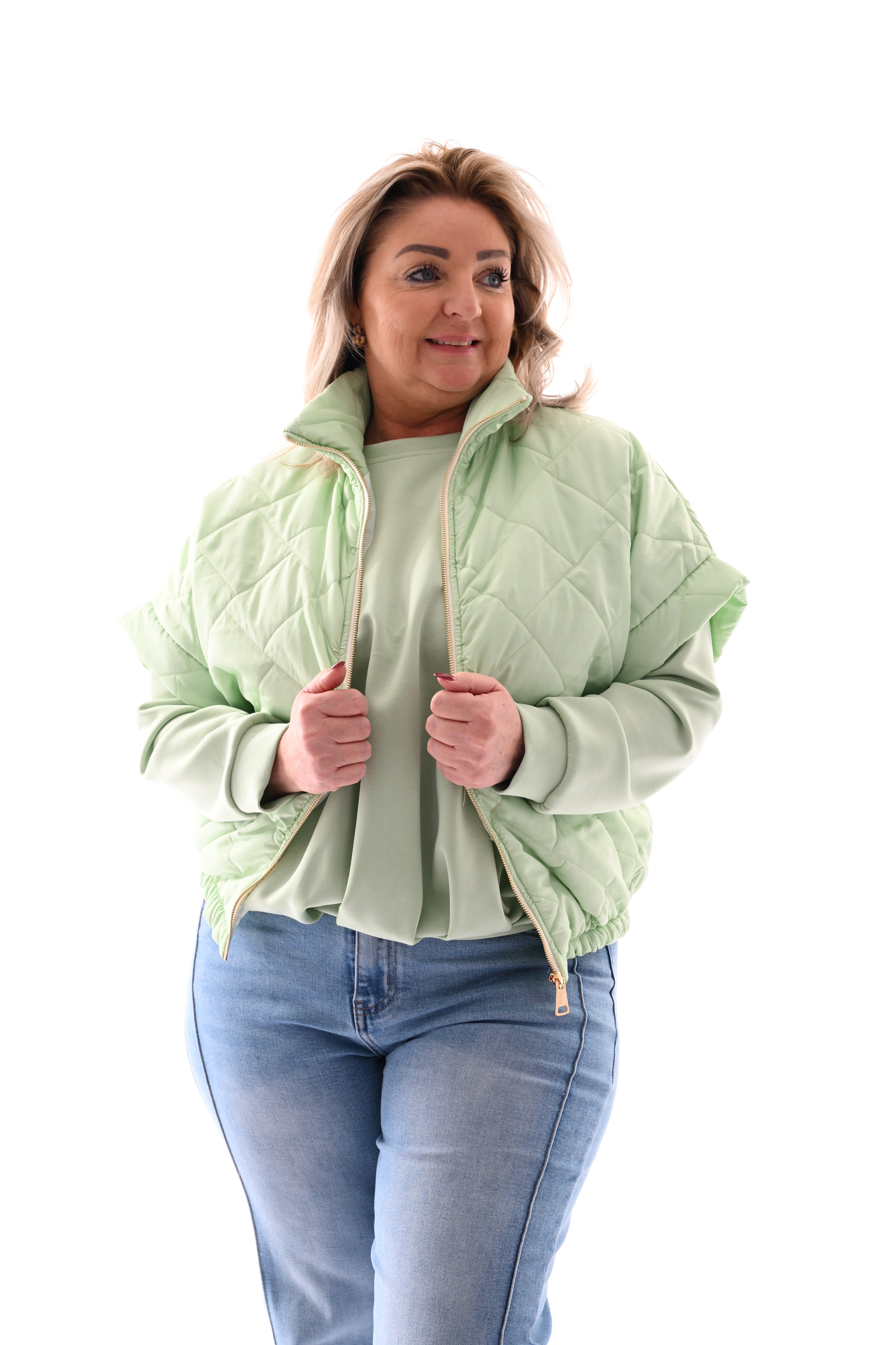 Sweater met geplooide onderkant lichtgroen