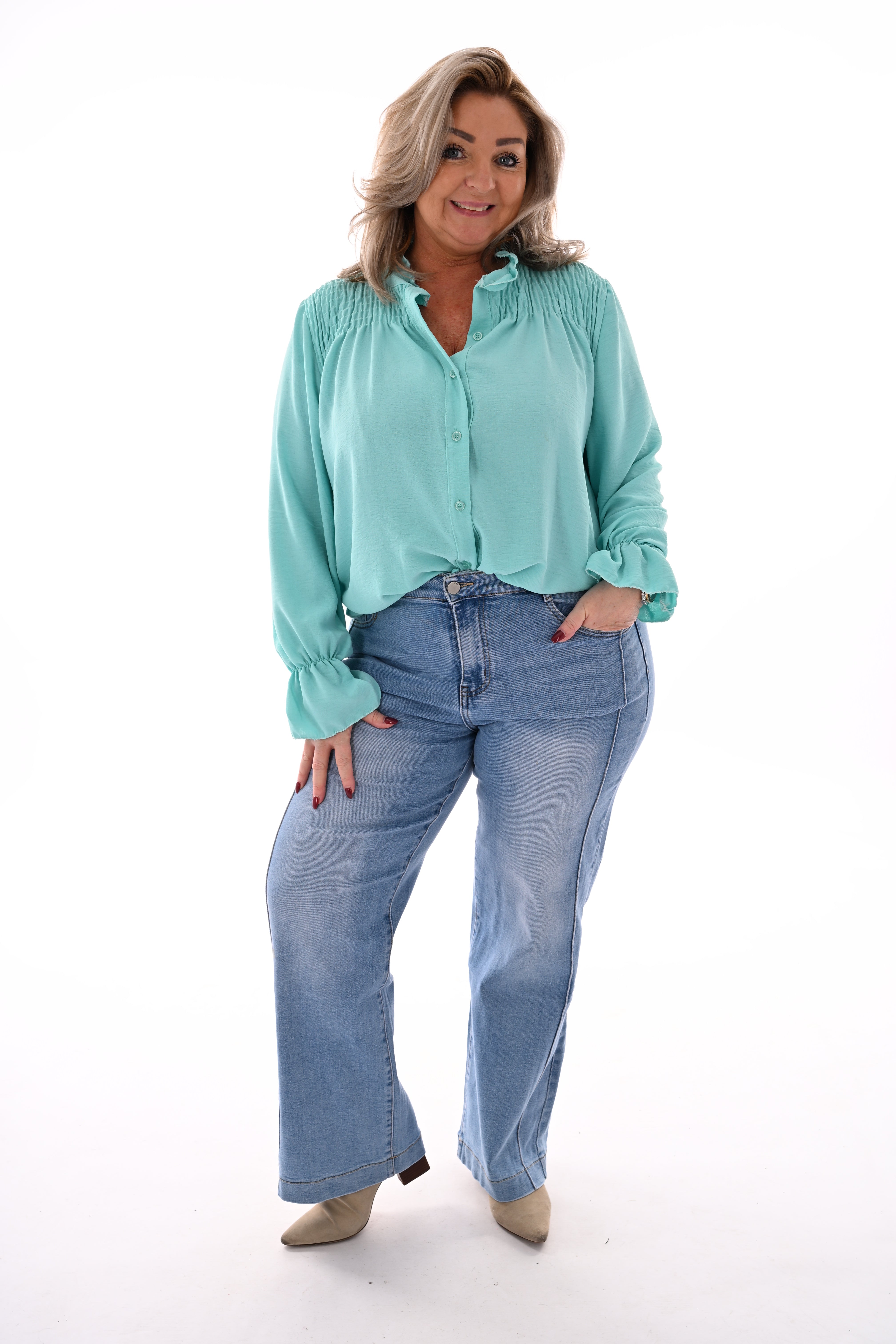 Blouse smock detail turquoise