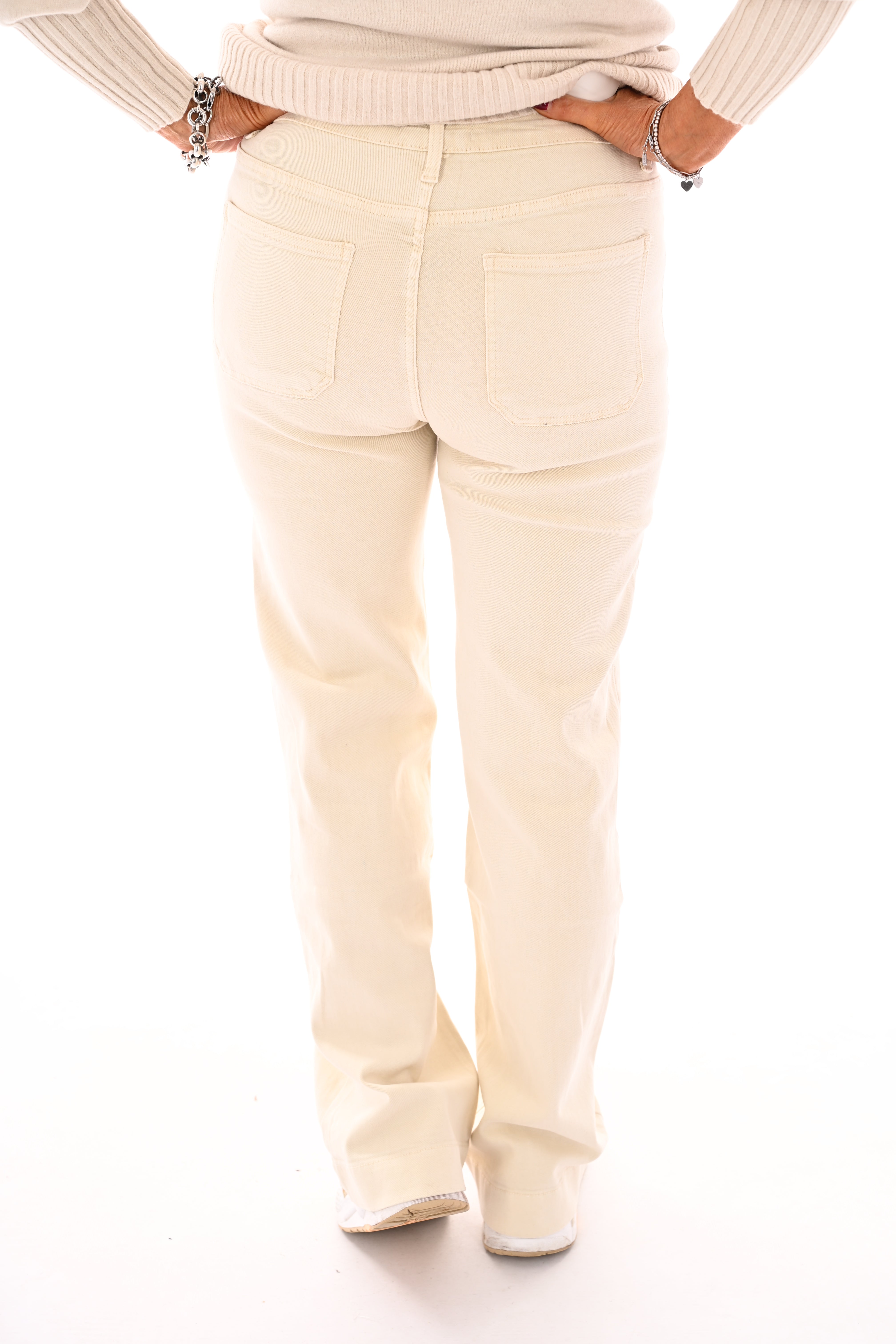 Miss Bon jeans zakken aan de voorkant creme