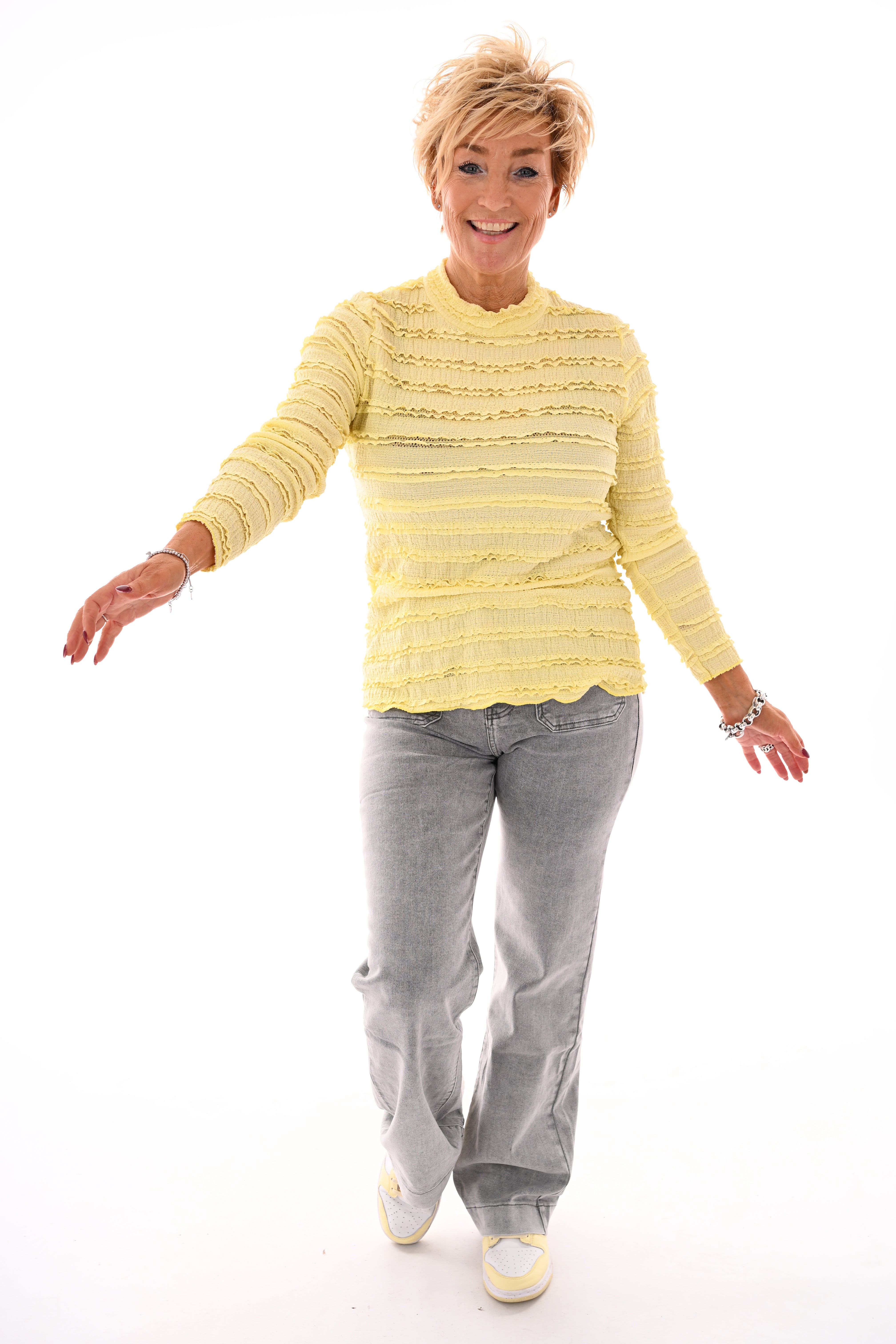 Top lange mouwen ruffels geel