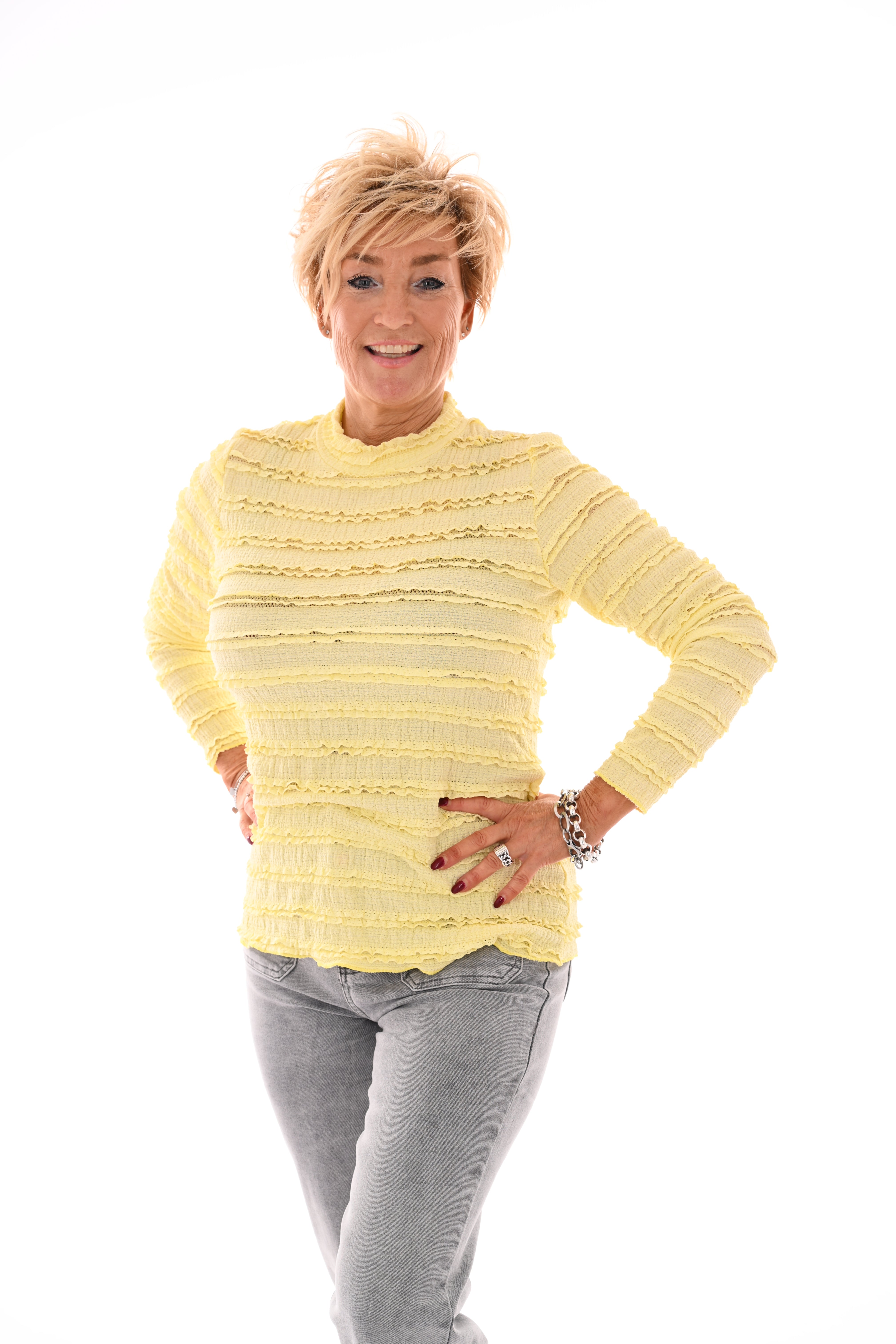 Top lange mouwen ruffels geel