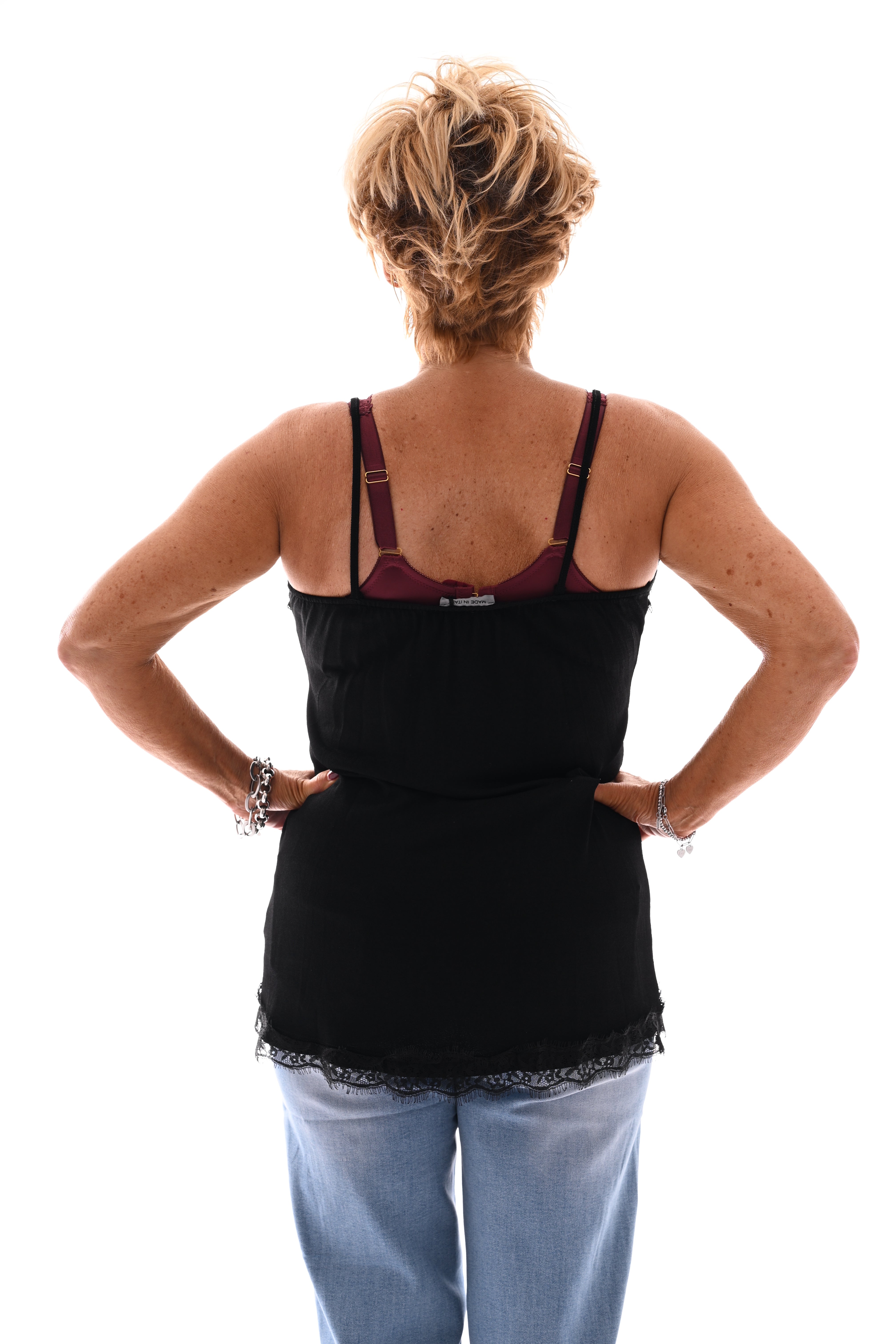 Hemdje met kanten rand zwart