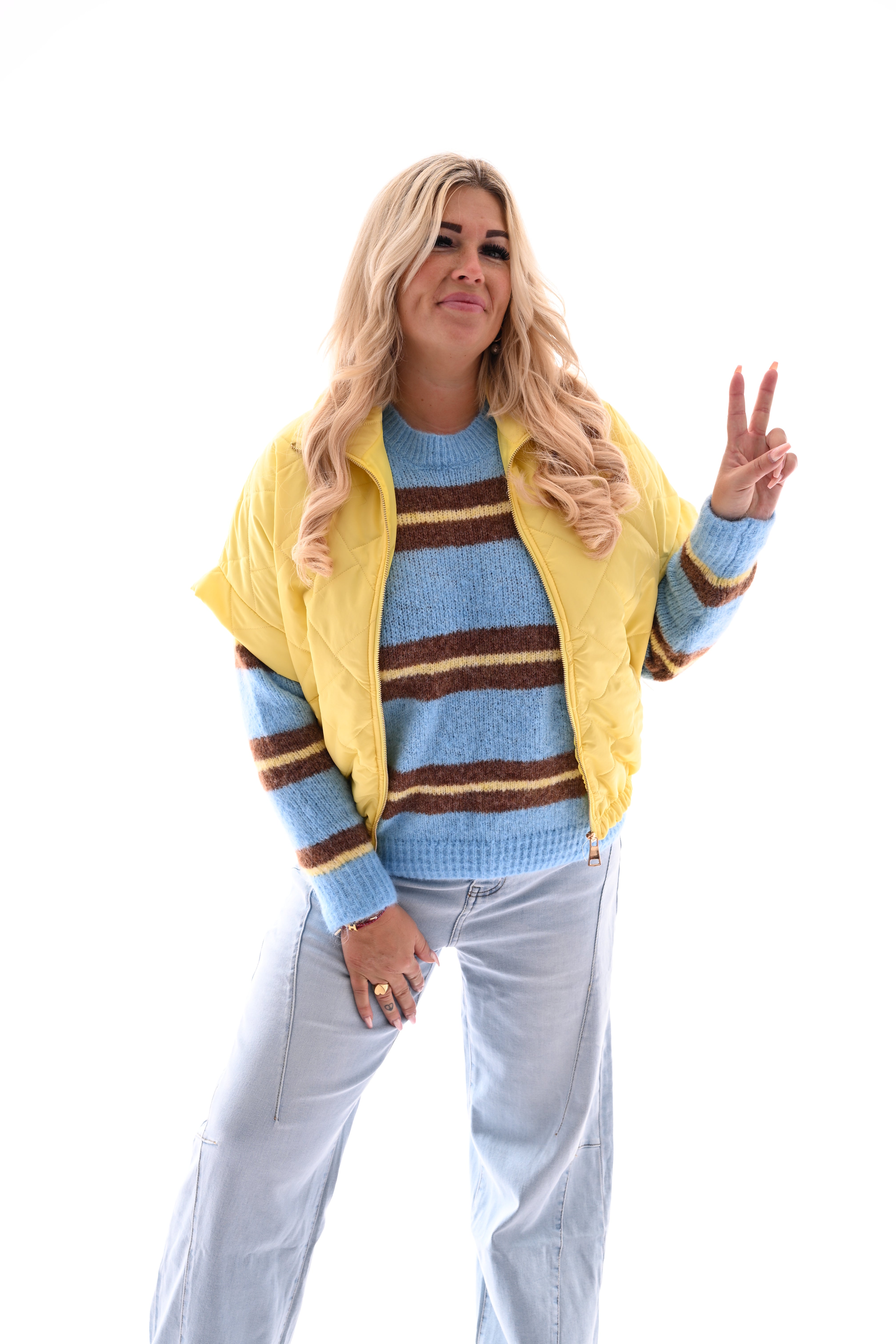 Bodywarmer korte mouwen geel