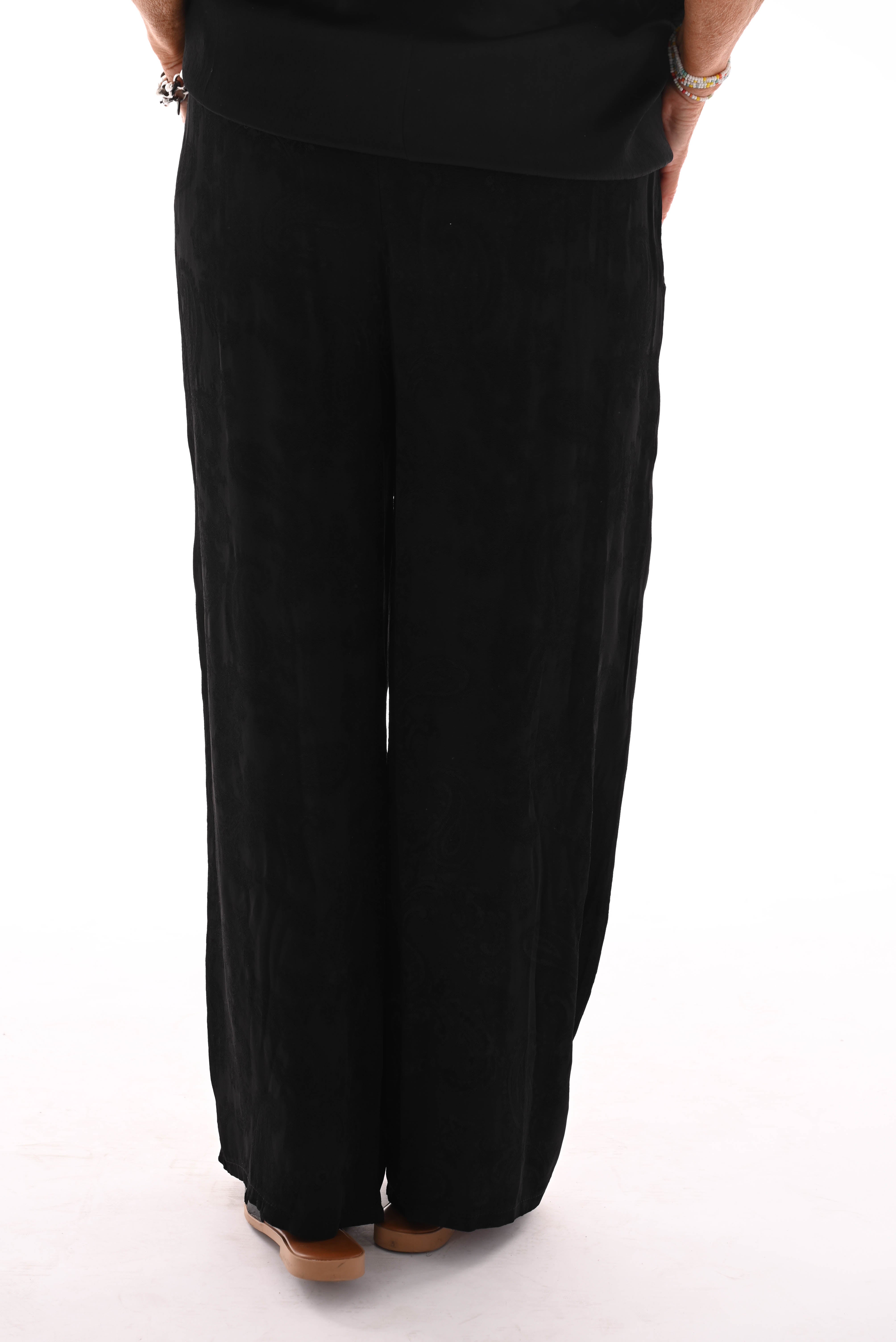 Silky wijde broek paisley zwart