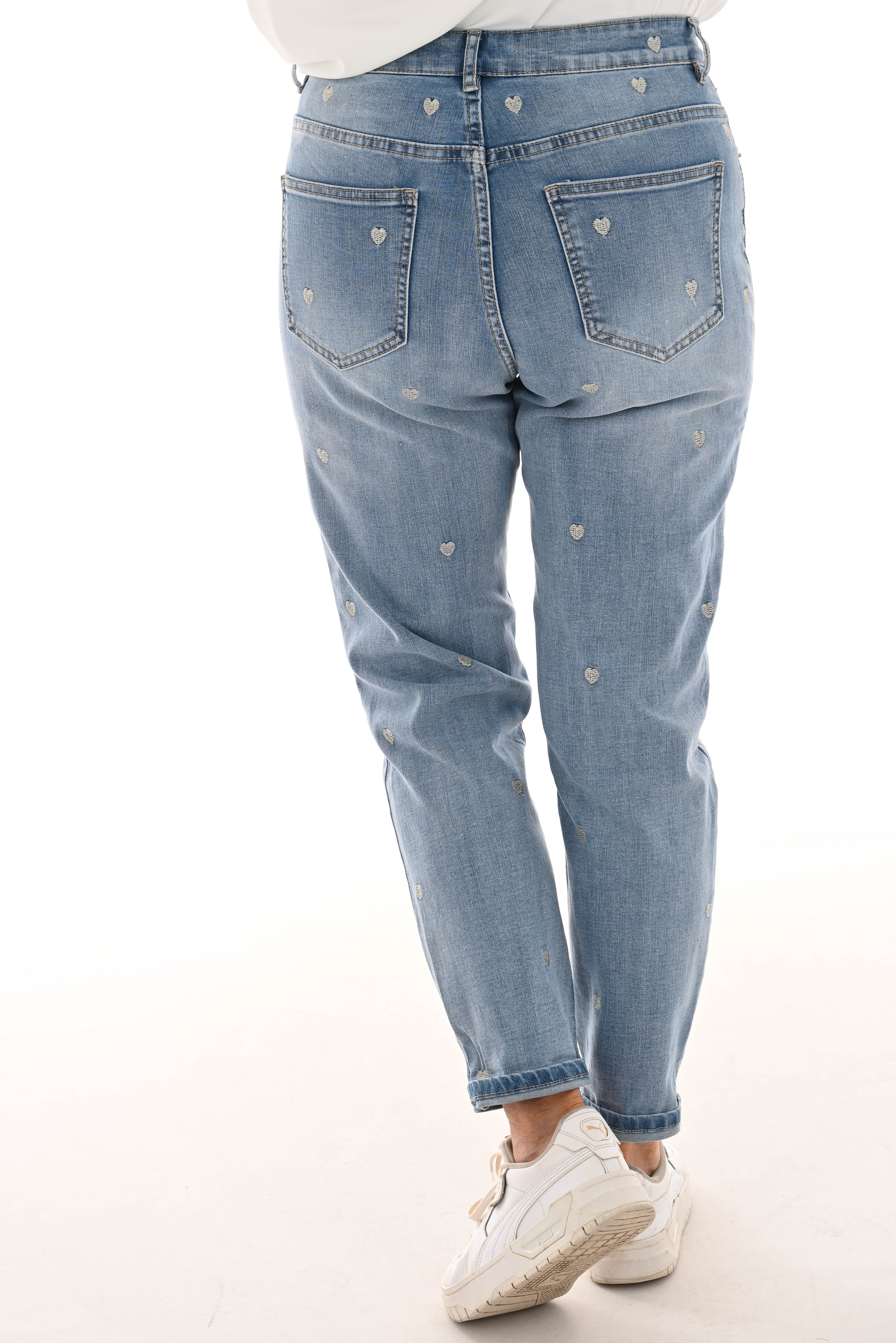 Zac& Zoe Jeans met hartjes lichtblauw
