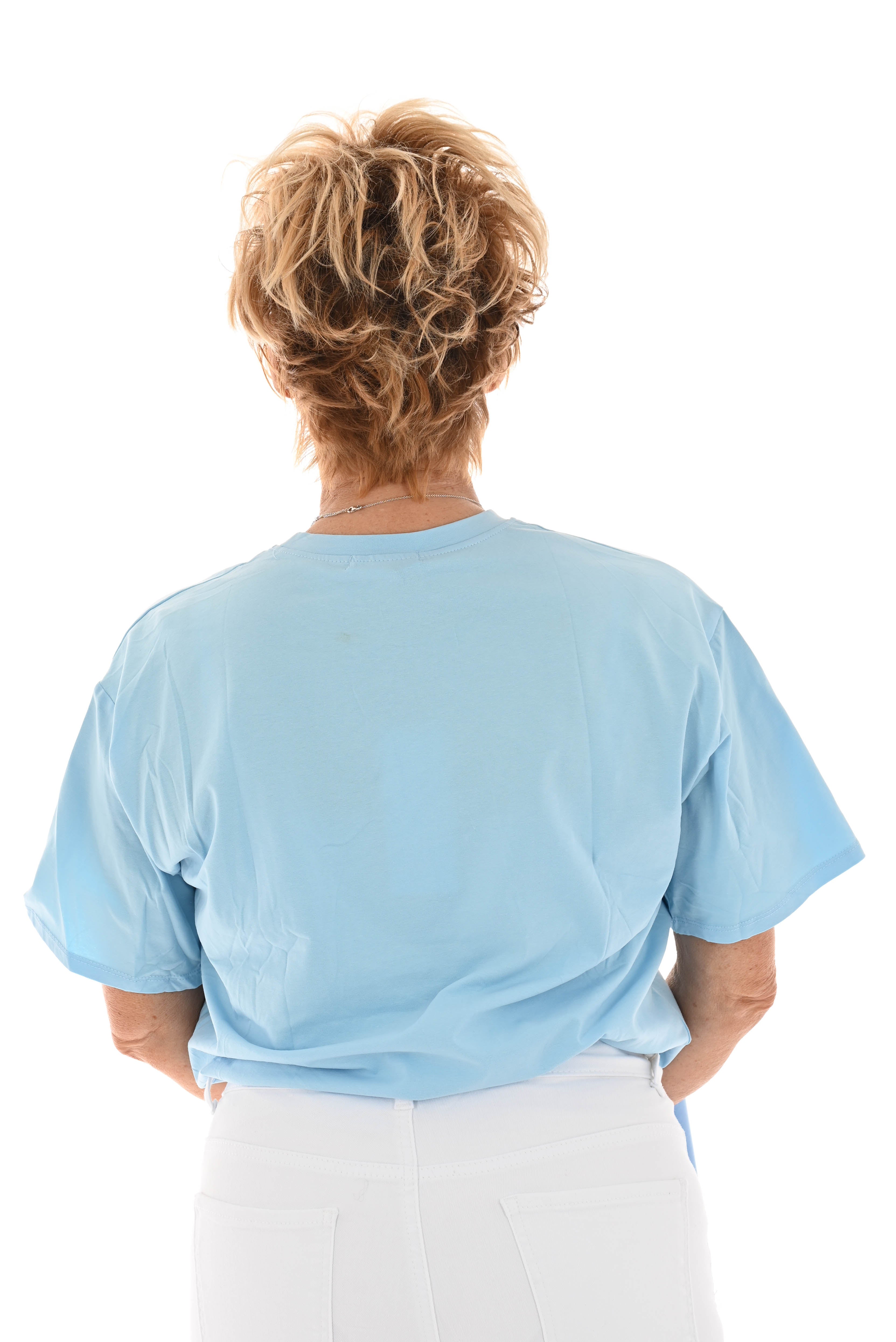 T-shirt met hartjes lichtblauw