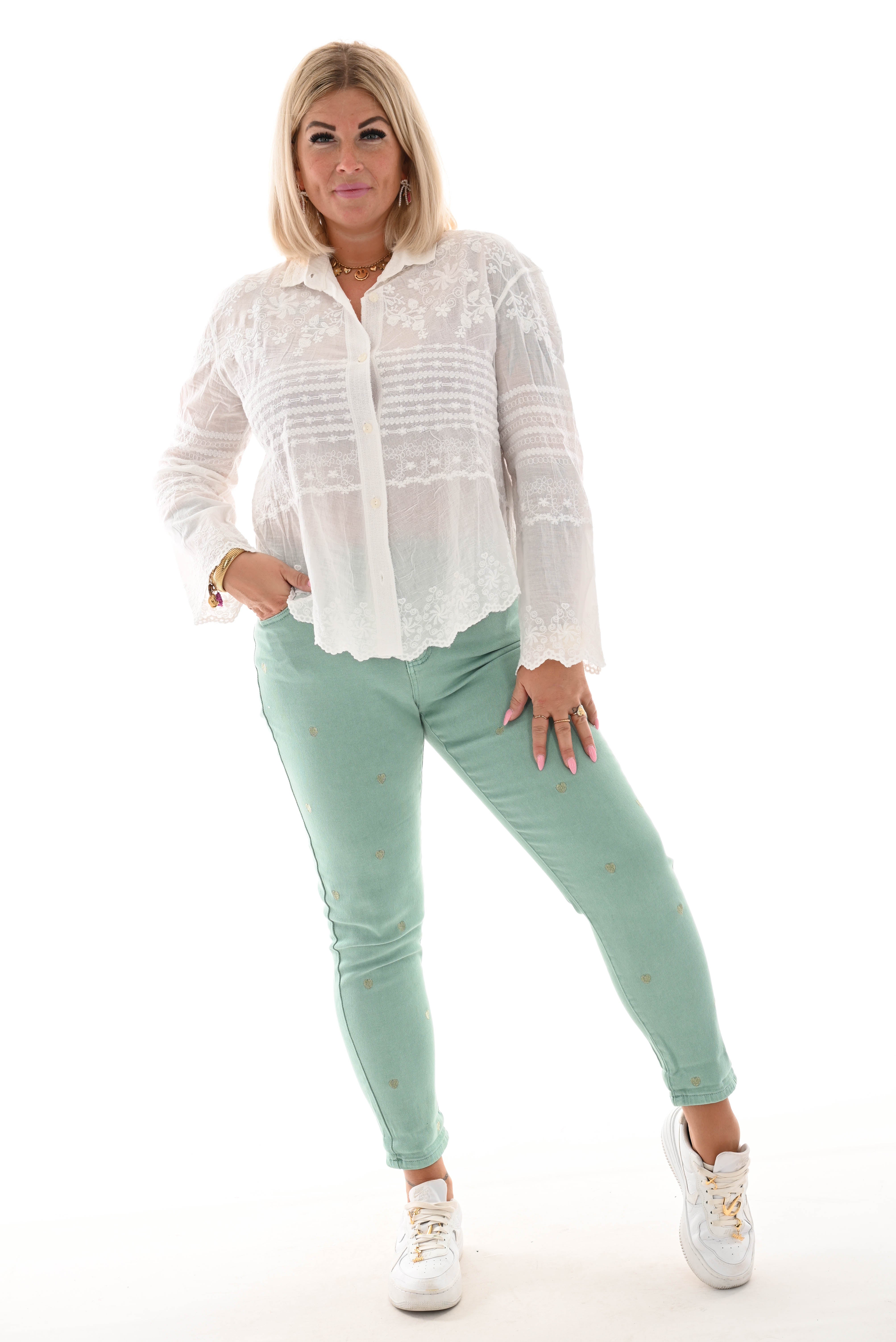 Zac&Zoe Jeans met hartjes groen