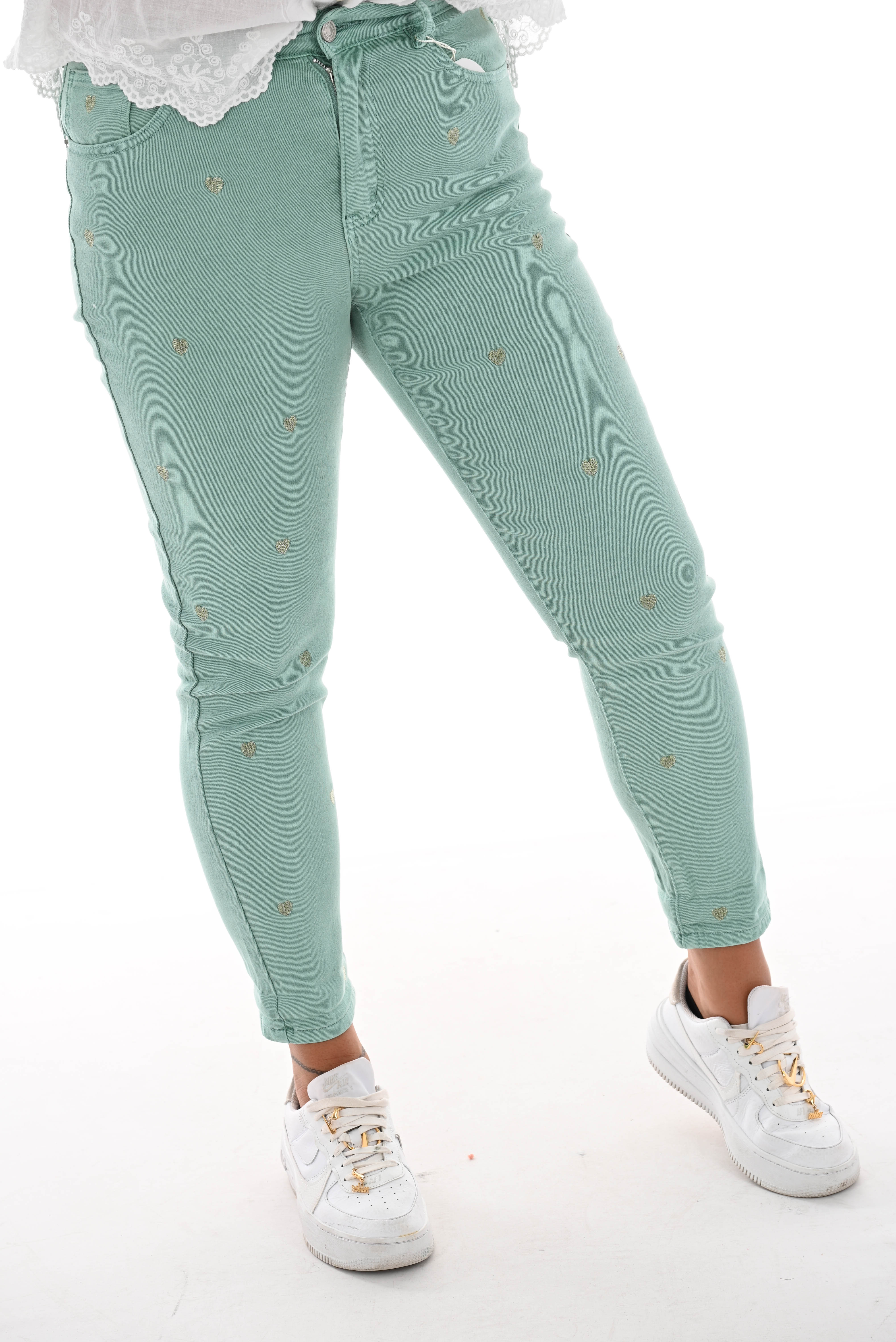 Zac&Zoe Jeans met hartjes groen