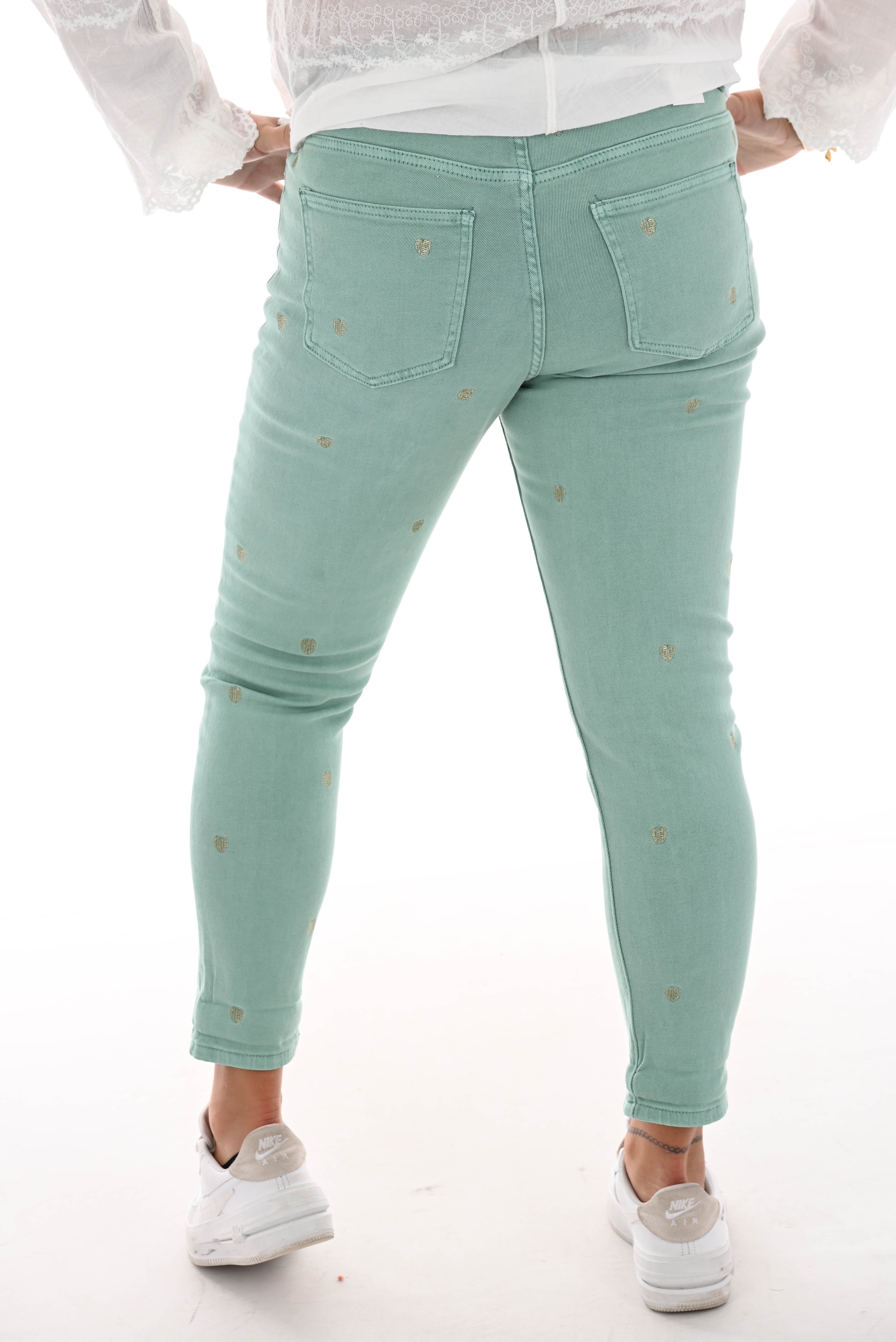 Zac&Zoe Jeans met hartjes groen