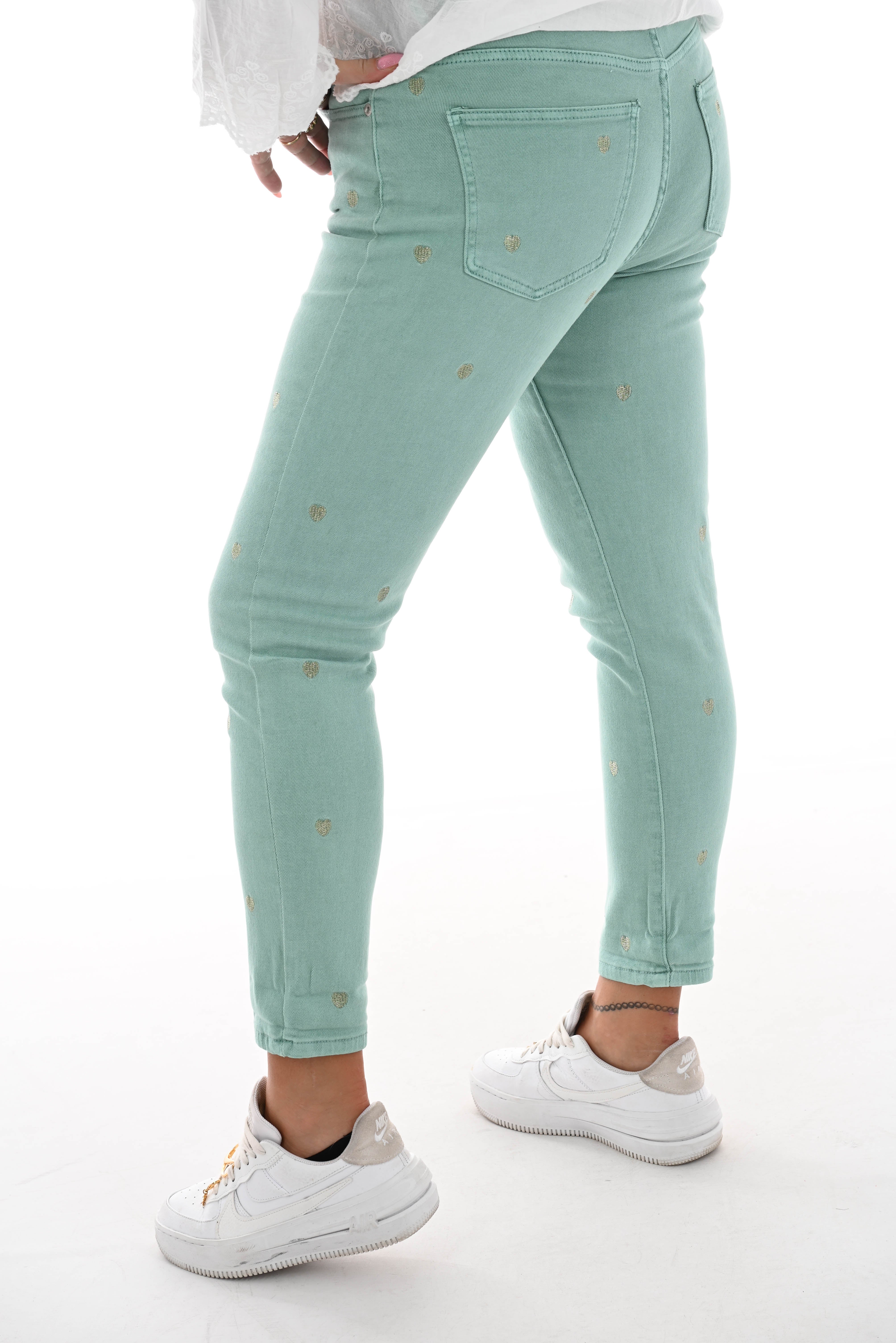 Zac&Zoe Jeans met hartjes groen