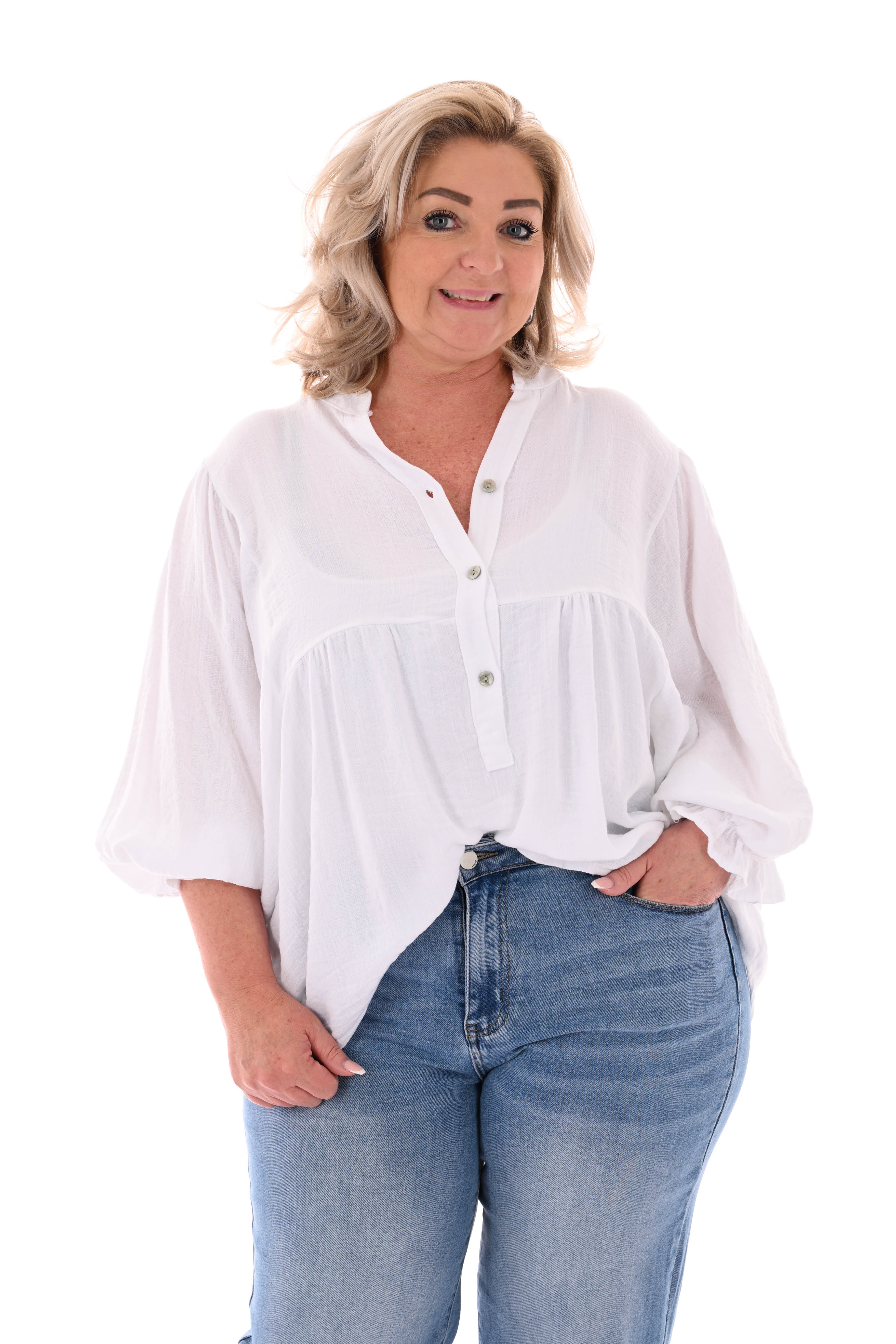 Blouse 3/4e vleermuismouw wit